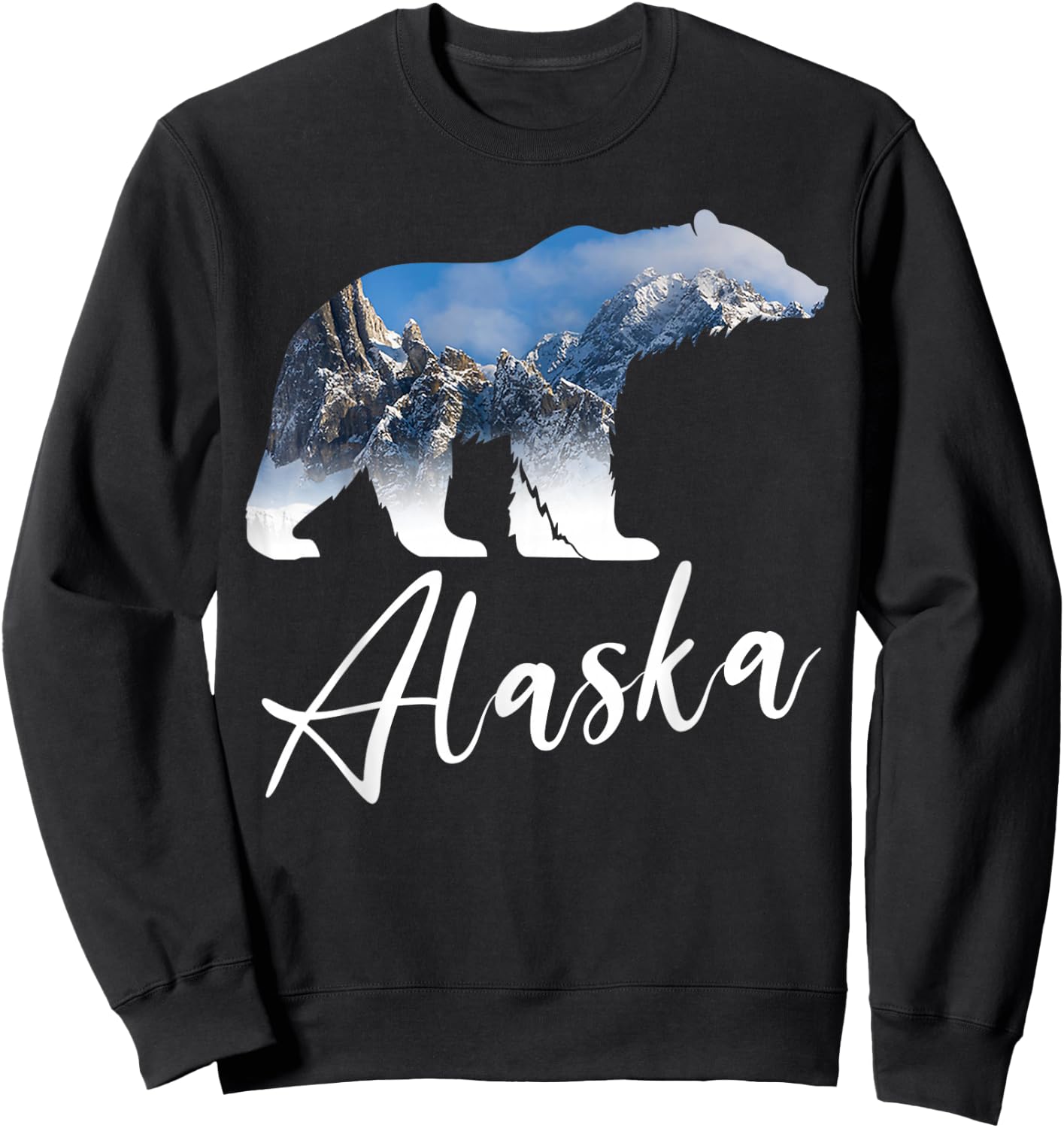 Alaskan Mountains Bear Grizzly Alaska State Souvenirs Sweatshirt - Sweatshirt | Black