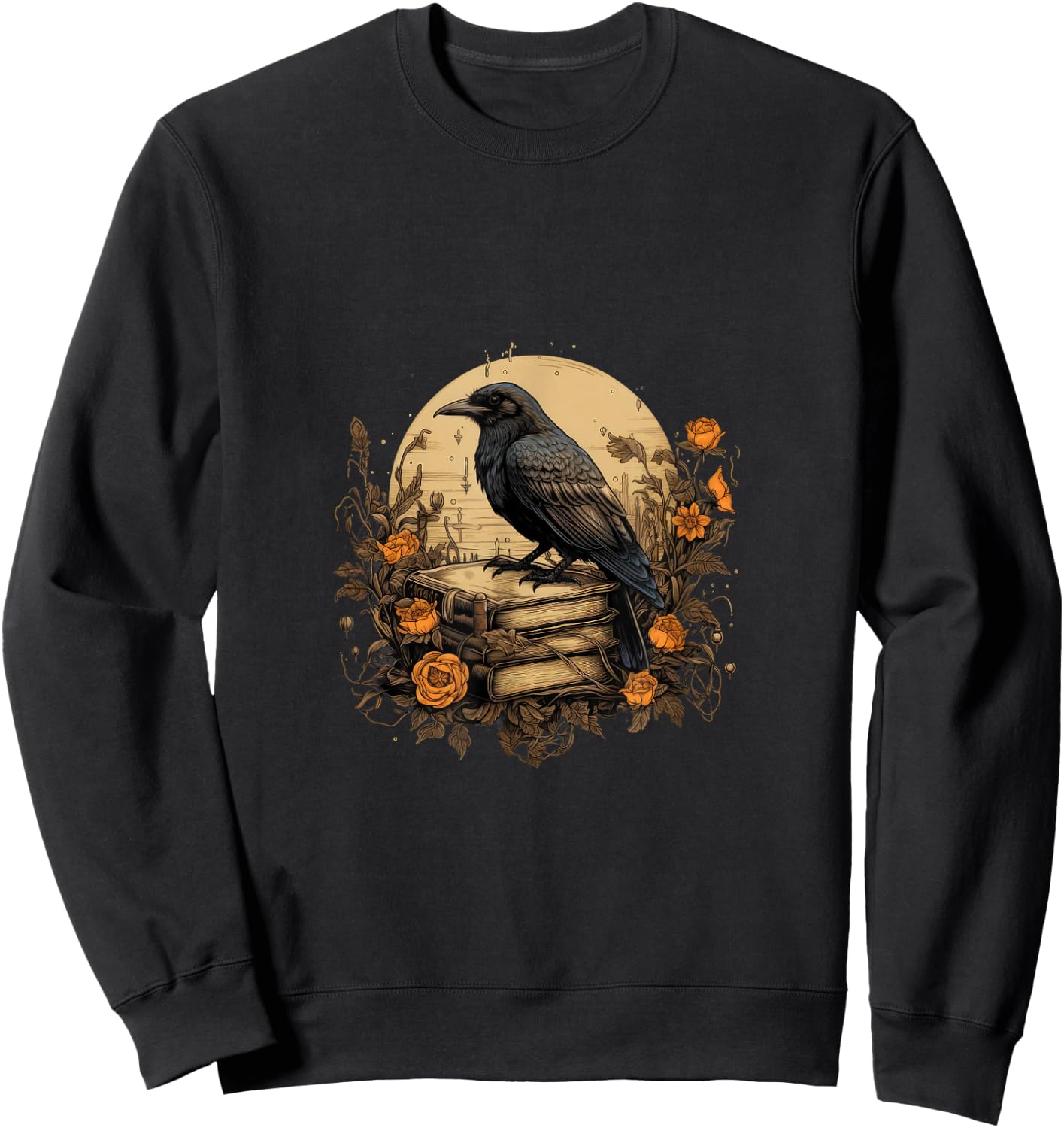 Book Lover Gift Ideas Raven Reading Book Occult Crow Sweatshirt - Sweatshirt | Black