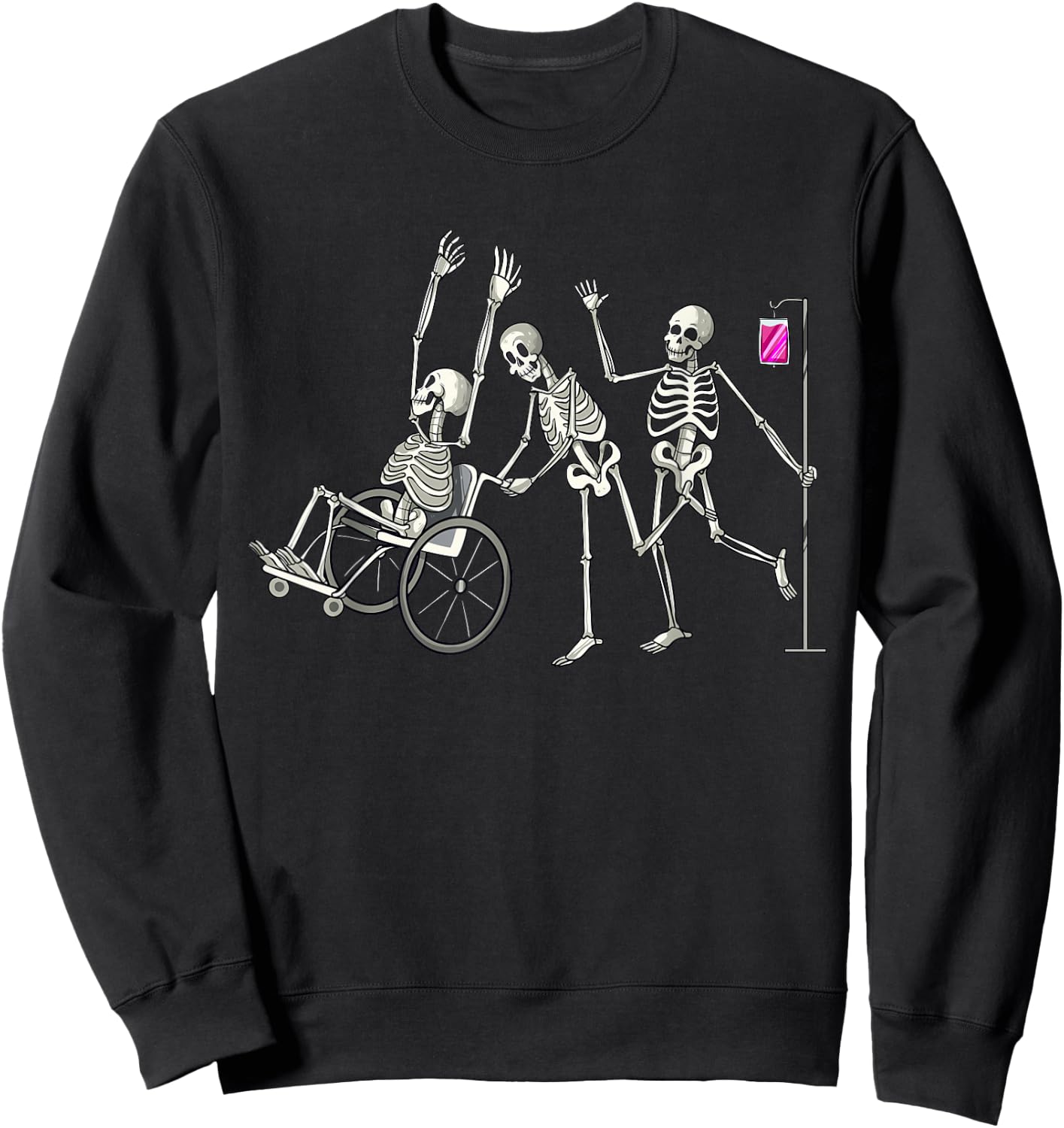 Nurse Skeletons Funny Halloween Healthcare CNA Medical Crew Sweatshirt - Sweatshirt | Black
