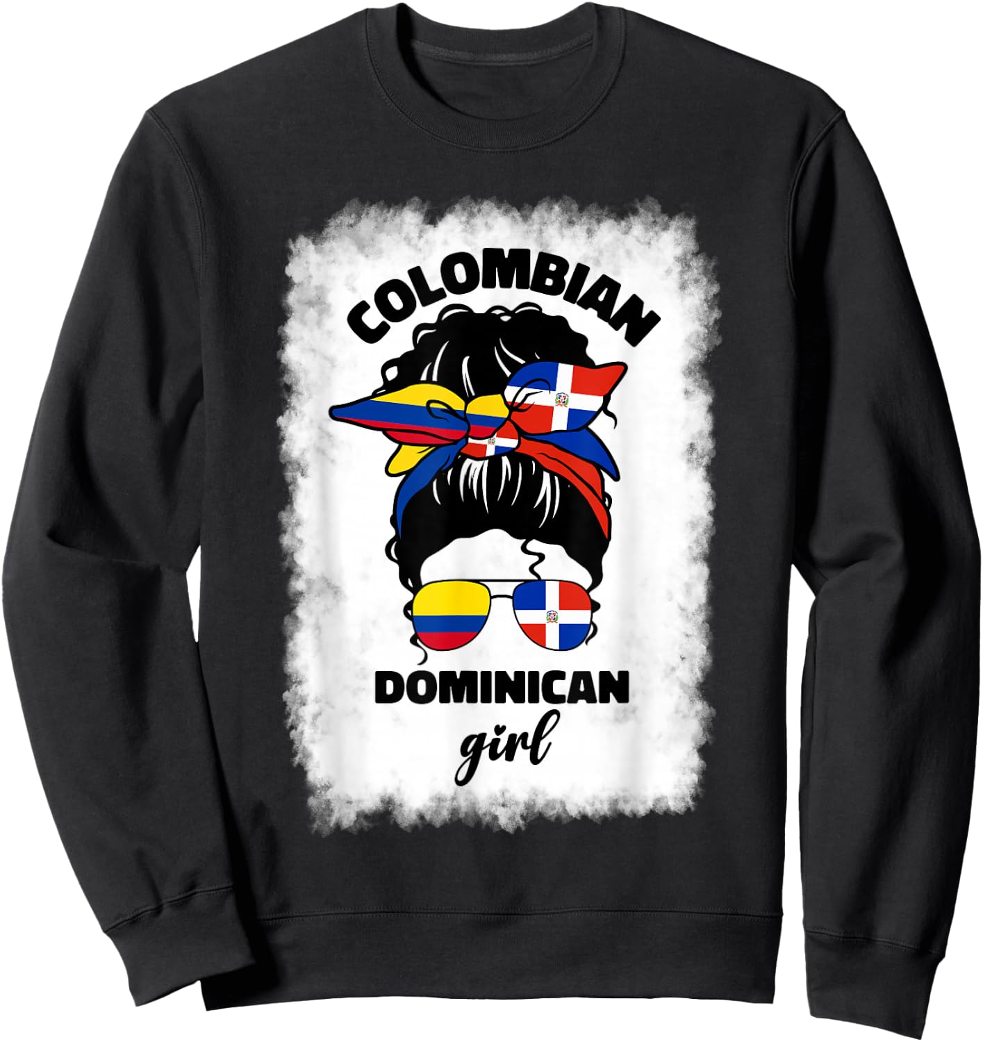 Half Dominican And Colombian Colombia Flag Girl Girls Mix Sweatshirt - Sweatshirt | Black