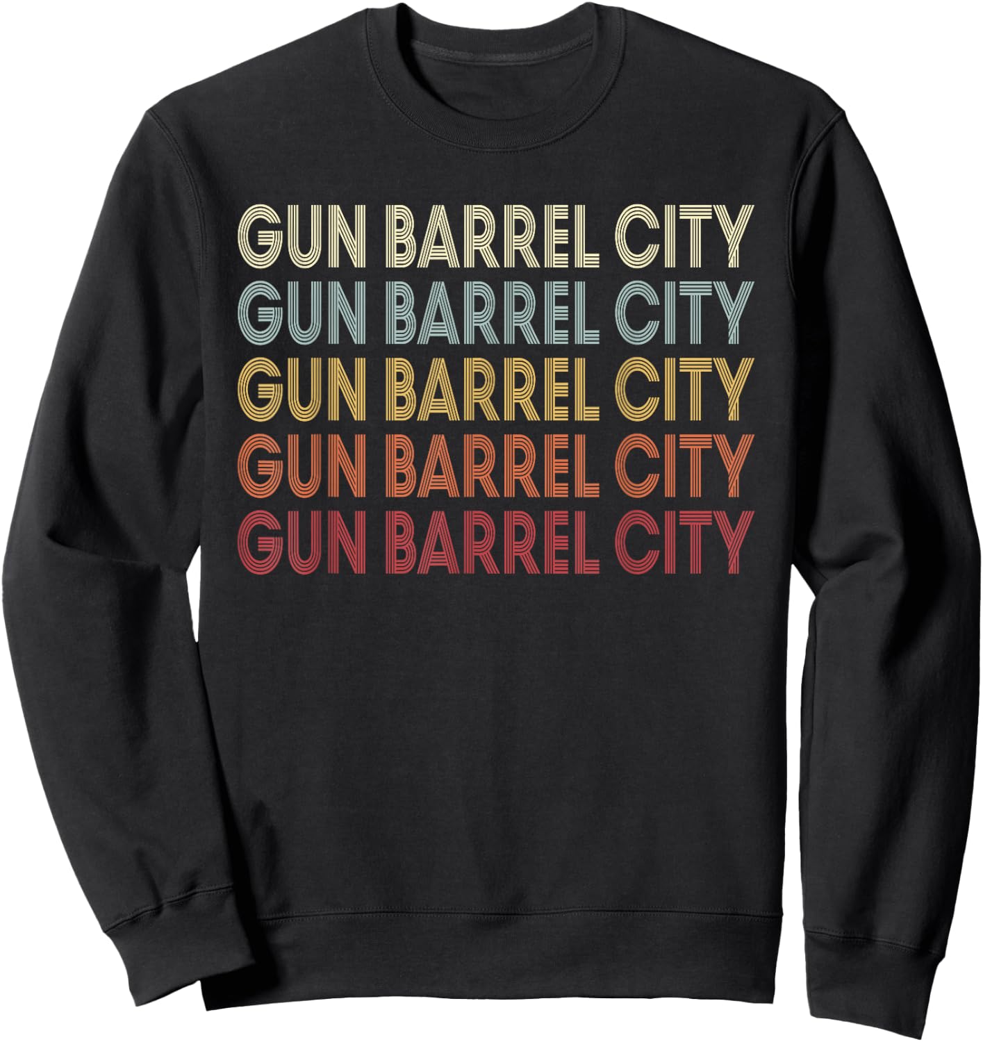 Gun-Barrel-City Texas Gun-Barrel-City TX Retro Vintage Text Sweatshirt - Sweatshirt | Black