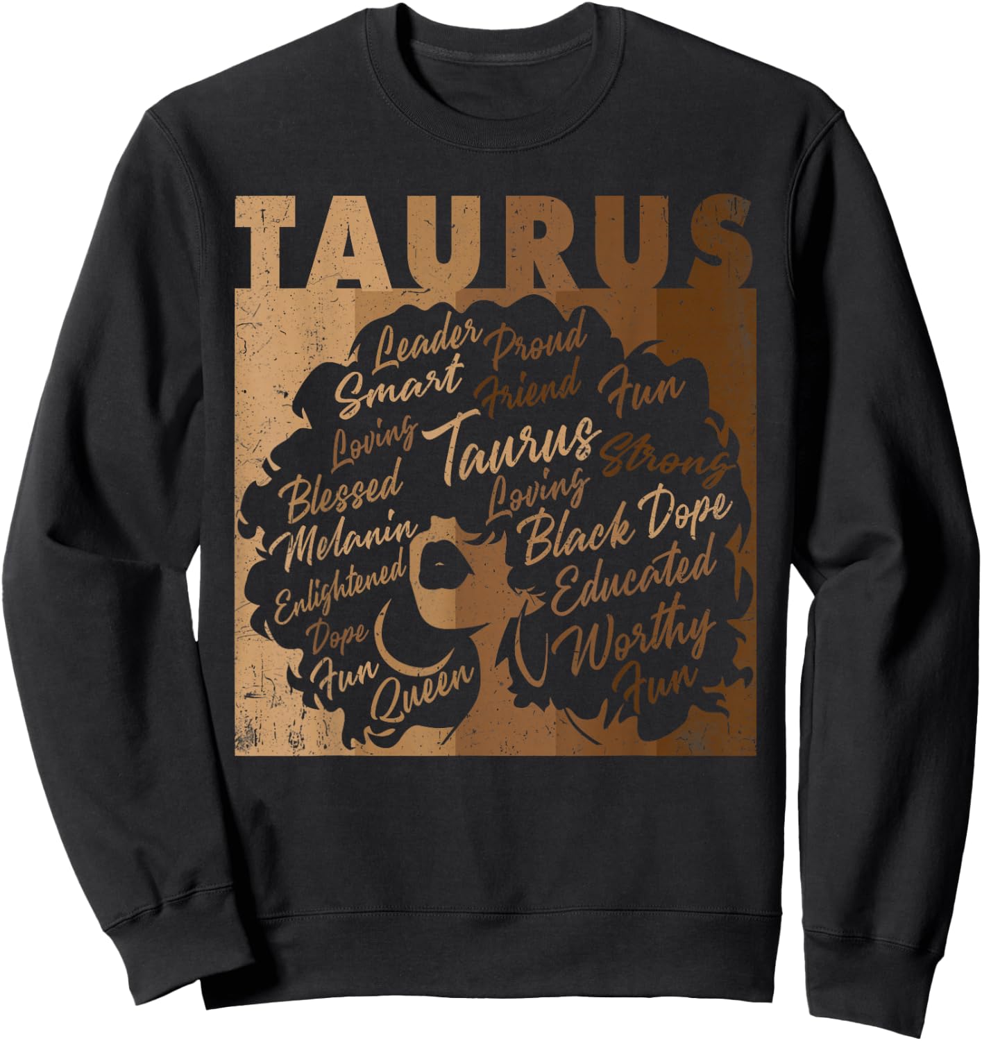 Taurus Girl African American Women Melanin Birthday Sweatshirt - Sweatshirt | Black