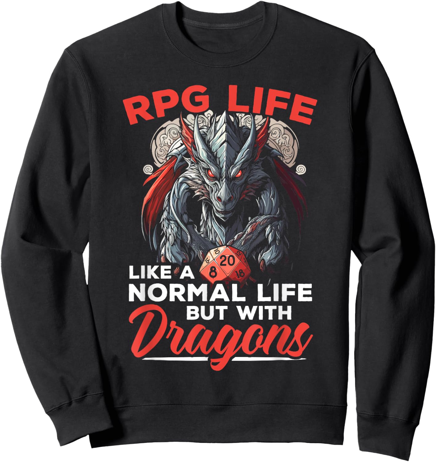 RPG Gaming Role Playing D20 Tabletop Games Funny RPG Gamer Sweatshirt - Sweatshirt | Black