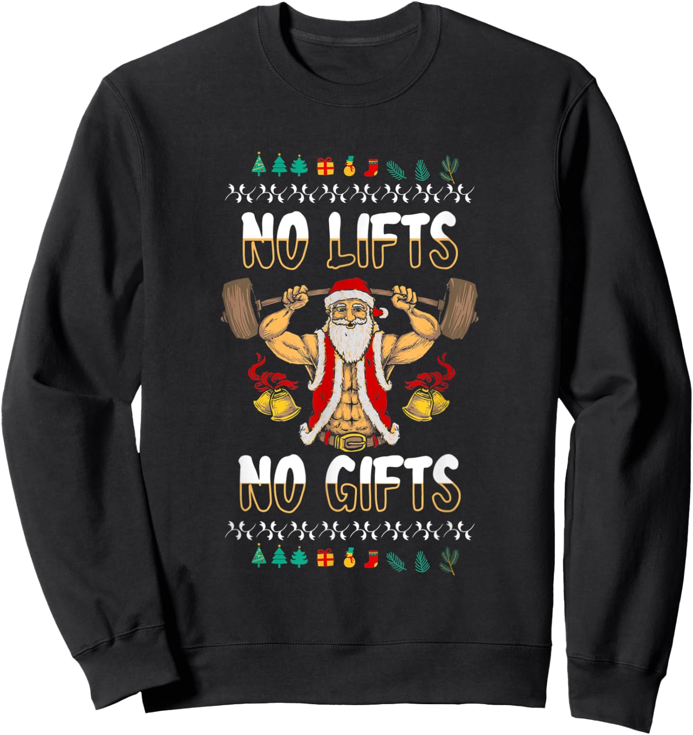 Ugly Christmas Gym Santa Powerlifting Sweatshirt - Sweatshirt | Black