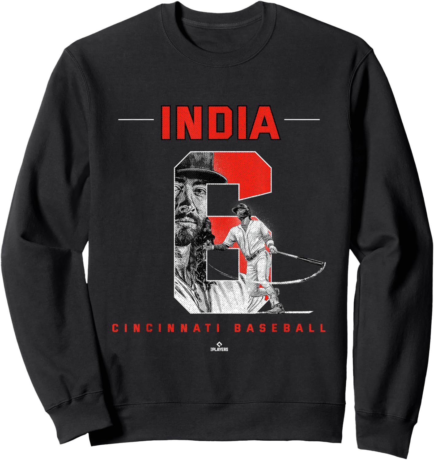 Number and Portrait Jonathan India Cincinnati MLBPA Sweatshirt - Sweatshirt | Black