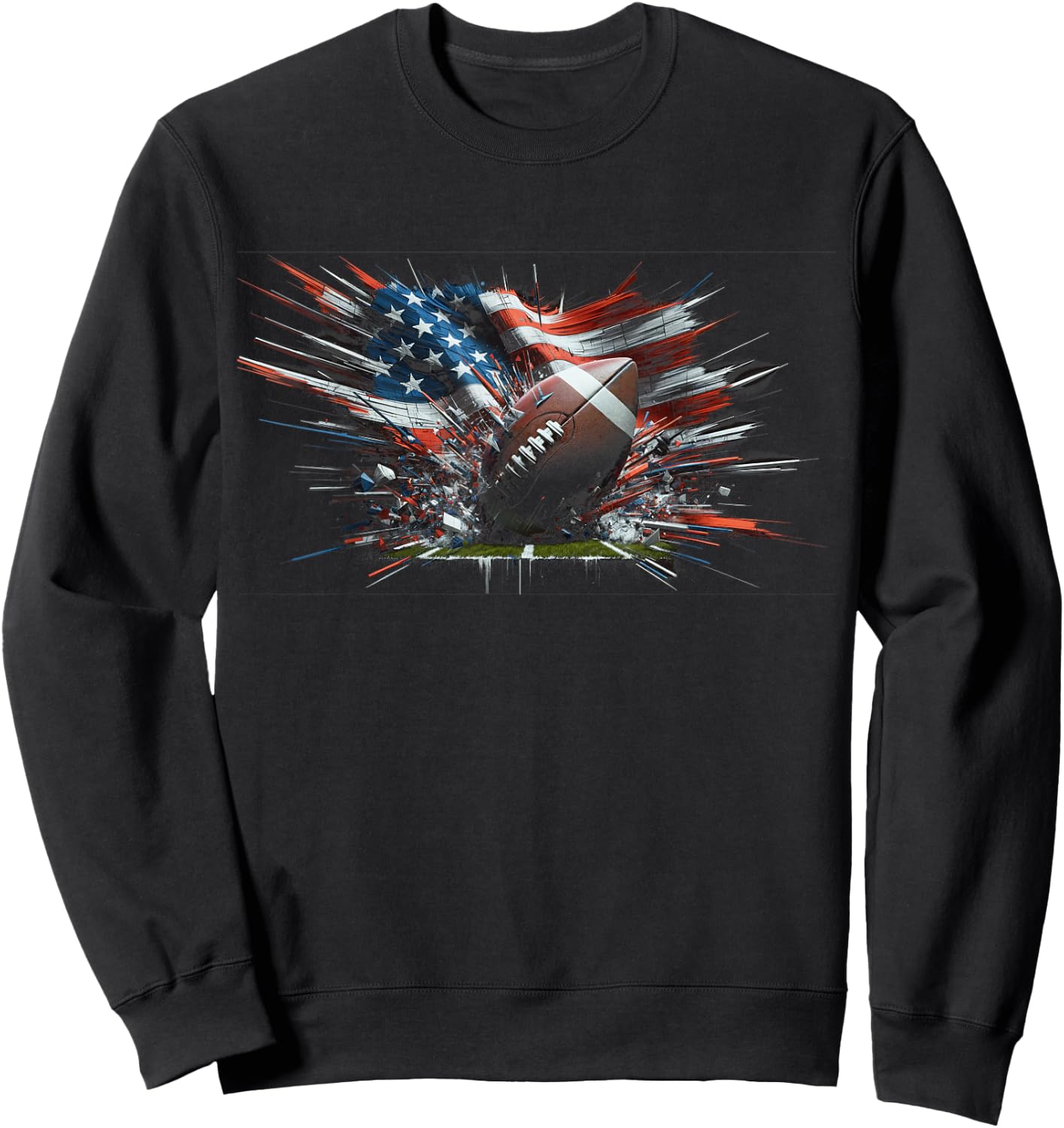 American football 4th Of July Men USA American Flag Boys Sweatshirt - Sweatshirt | Black