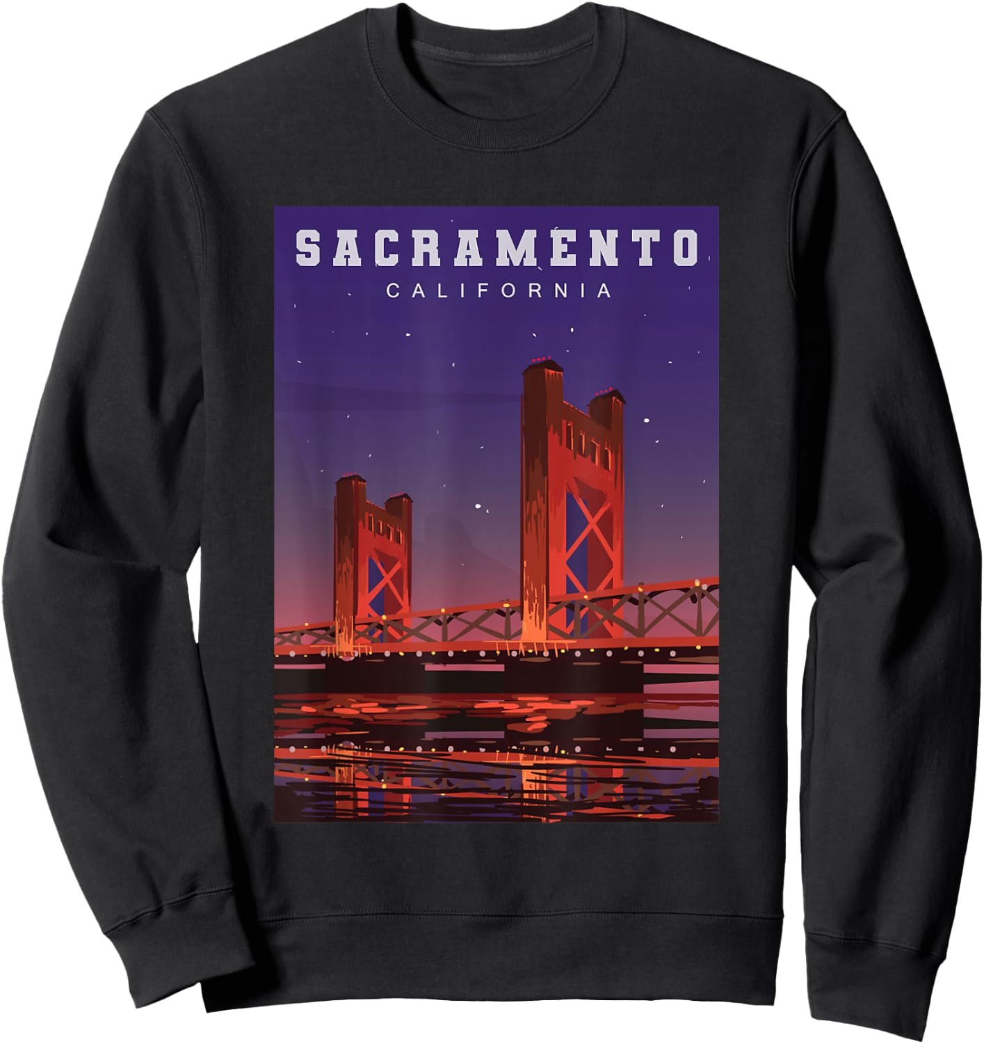 Sacramento California Tower Bridge River Landscape Sweatshirt - Sweatshirt | Black