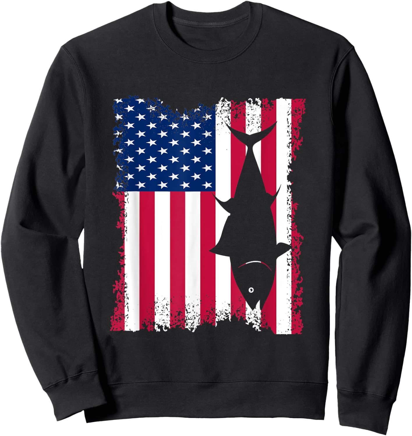 Vintage Love Yellowfin Tuna Vintage US Flag Bluefin Tuna Sweatshirt - Sweatshirt | Black