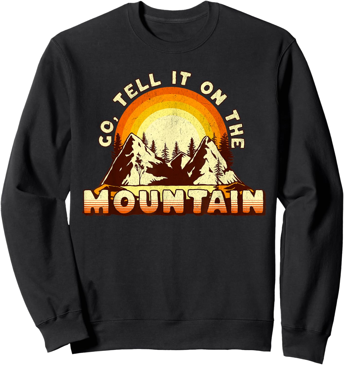 Go Tell It On the Mountain Retro Sunset Christmas Carol Sweatshirt - Sweatshirt | Black