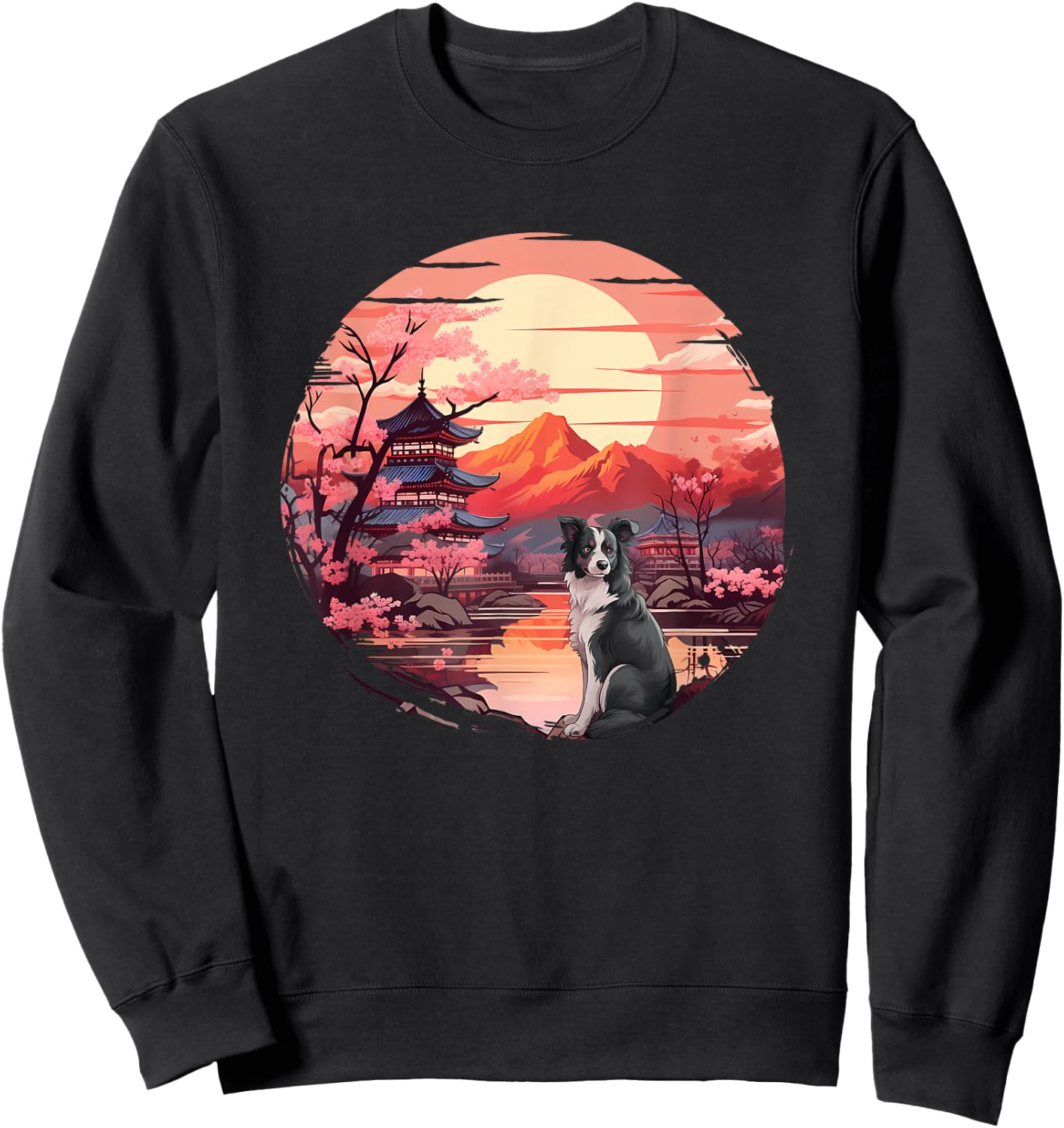 Japanese Sunset Border Collie Sweatshirt - Sweatshirt | Black
