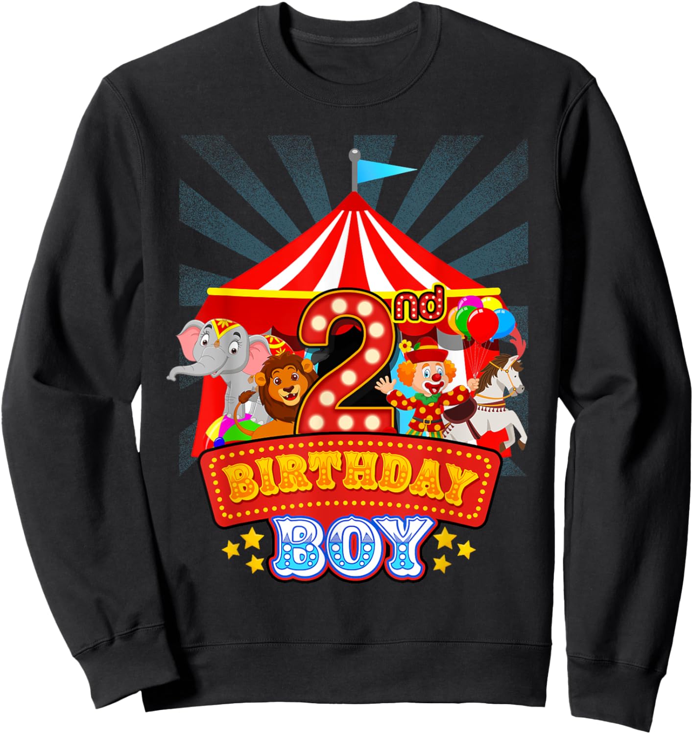2nd Birthday Outfit Boy 2 Year Old Circus Carnival Bday Sweatshirt - Sweatshirt | Black