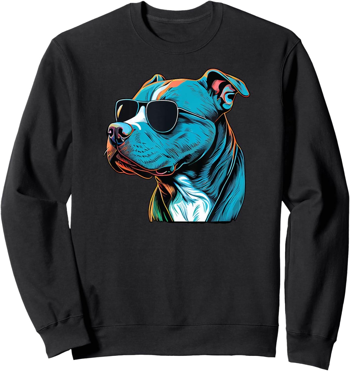 Dad Mom Cool Dog Sunglasses - Pitbull Men Women Sweatshirt - Sweatshirt | Black