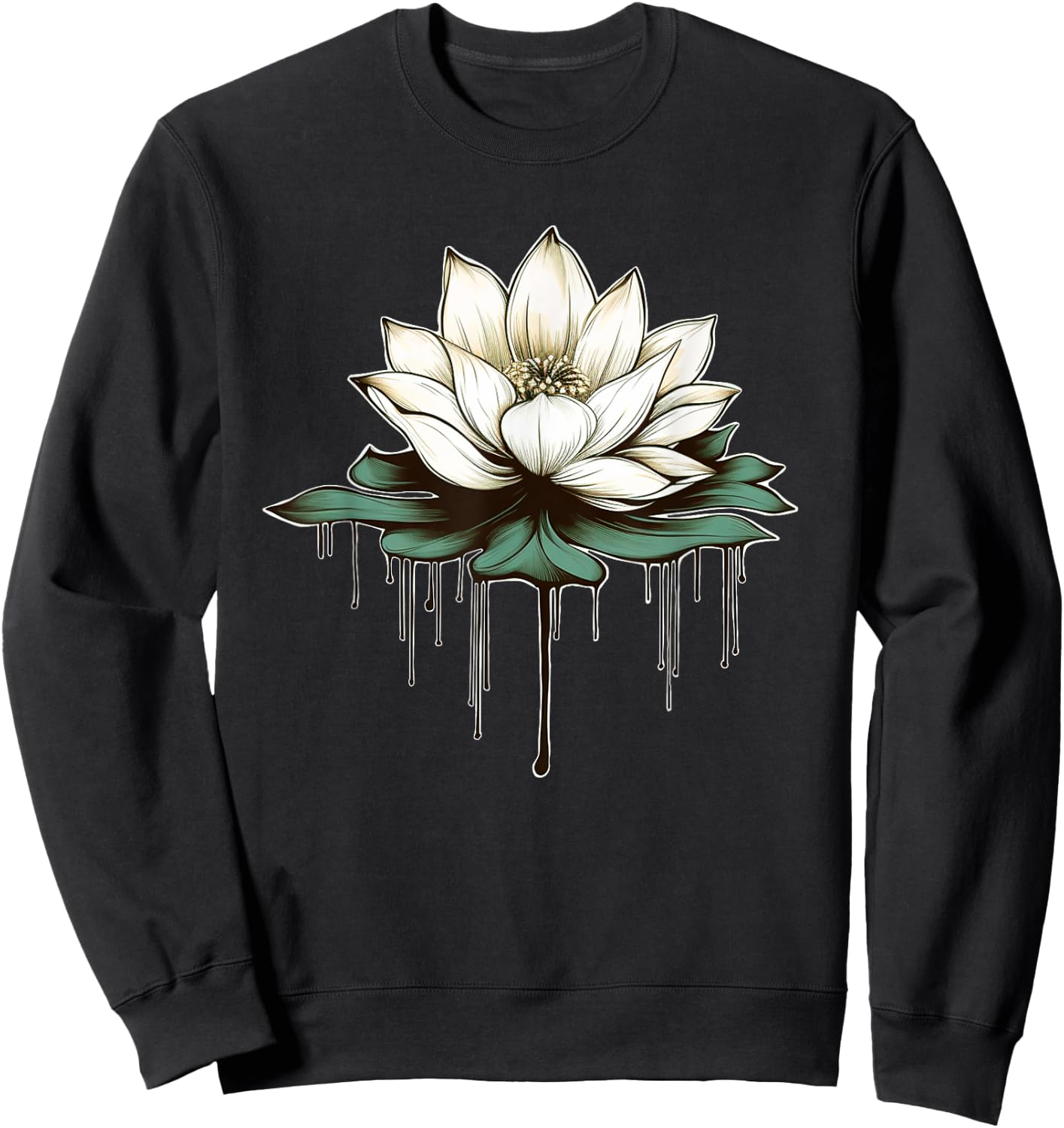 Yoga Botanical Lotus Spiritual Sweatshirt - Sweatshirt | Black