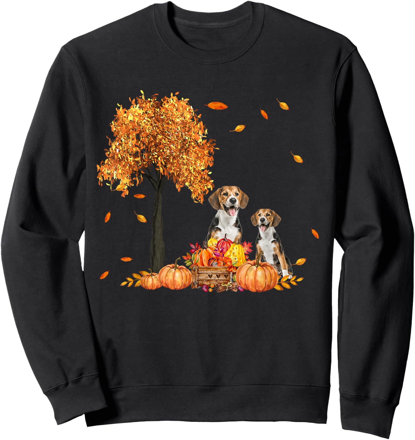 Beagle Autumn Leaf Fall Dog Lover Thanksgiving Halloween Men Women Kids Sweatshirt - Sweatshirt | Black