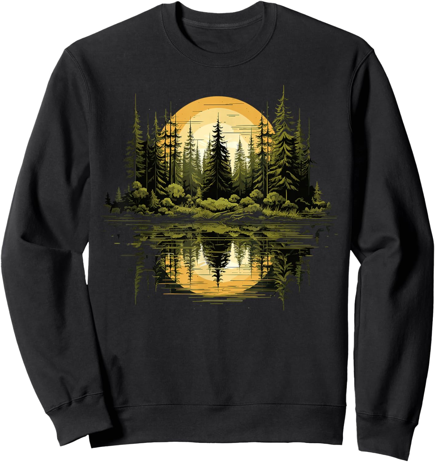 Nature Reflection Forest Trees Outdoor Wildlife Sweatshirt - Sweatshirt | Black