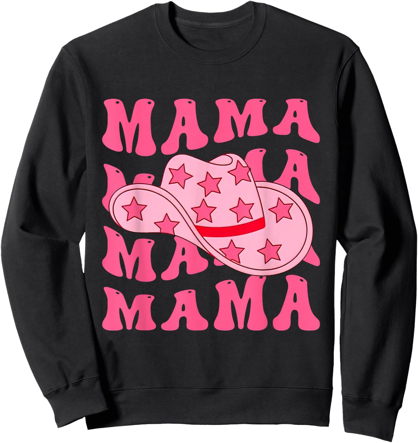 Pink Cowboy Hat Western Cowgirl Mama Groovy Country Mom Sweatshirt - Sweatshirt | Black