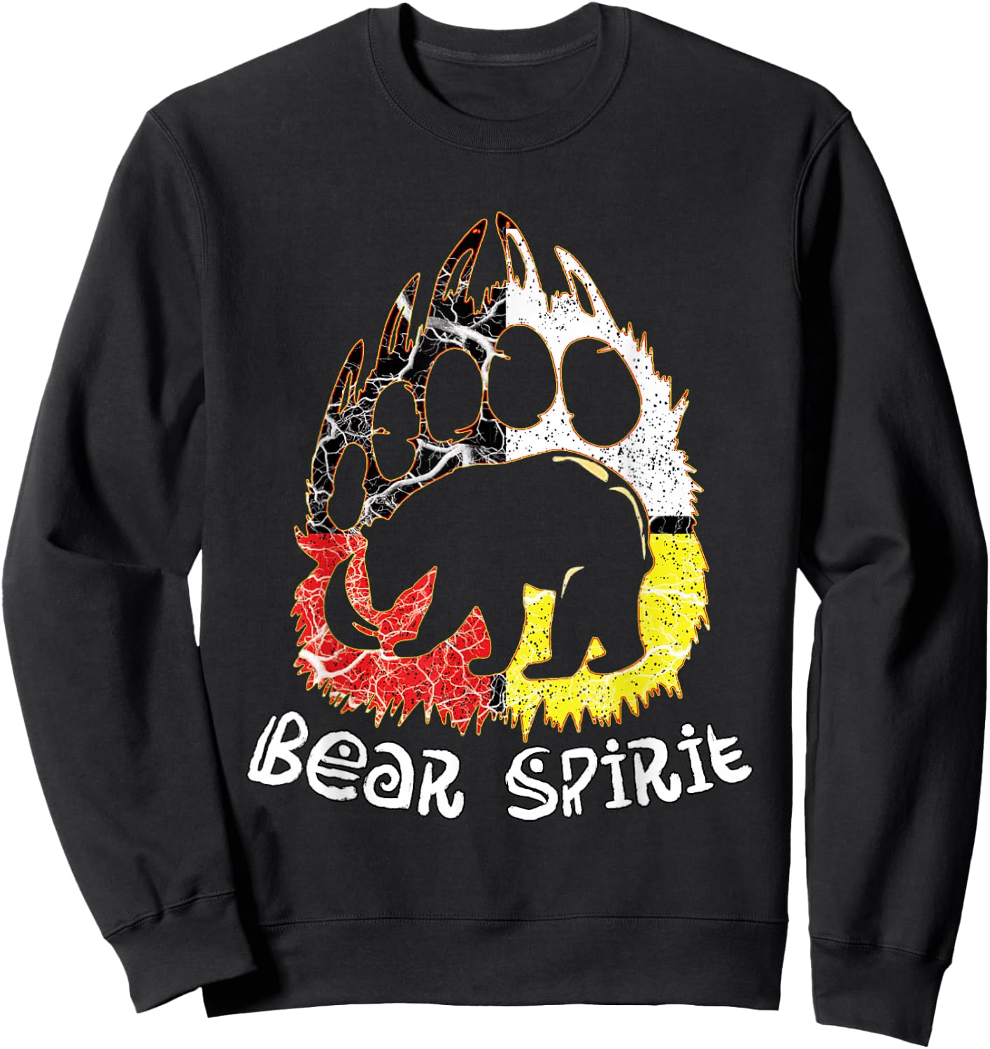 Native American Bear Spirit, Bear Paw Sweatshirt - Sweatshirt | Black