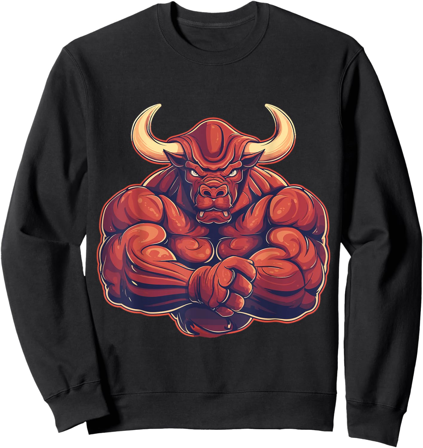 Bull, Muscular, Swole, Weightlifting, Workout, Strong, Bull Sweatshirt - Sweatshirt | Black
