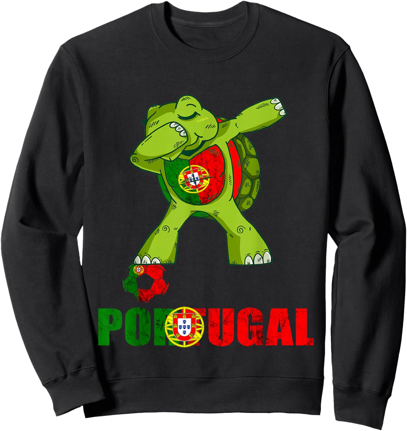 Dabbing Turtle Portugal Soccer Portuguese Roots Portugal Sweatshirt - Sweatshirt | Black