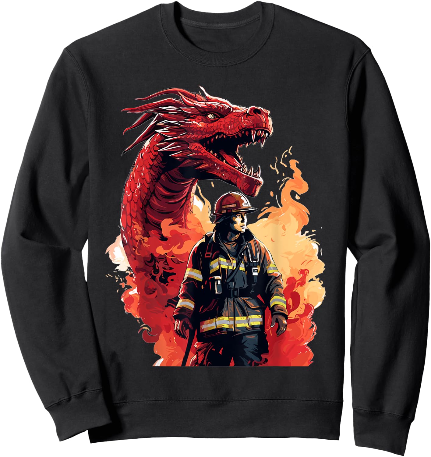 Firefighter Dragon - Firefighter & Fireman Sweatshirt - Sweatshirt | Black