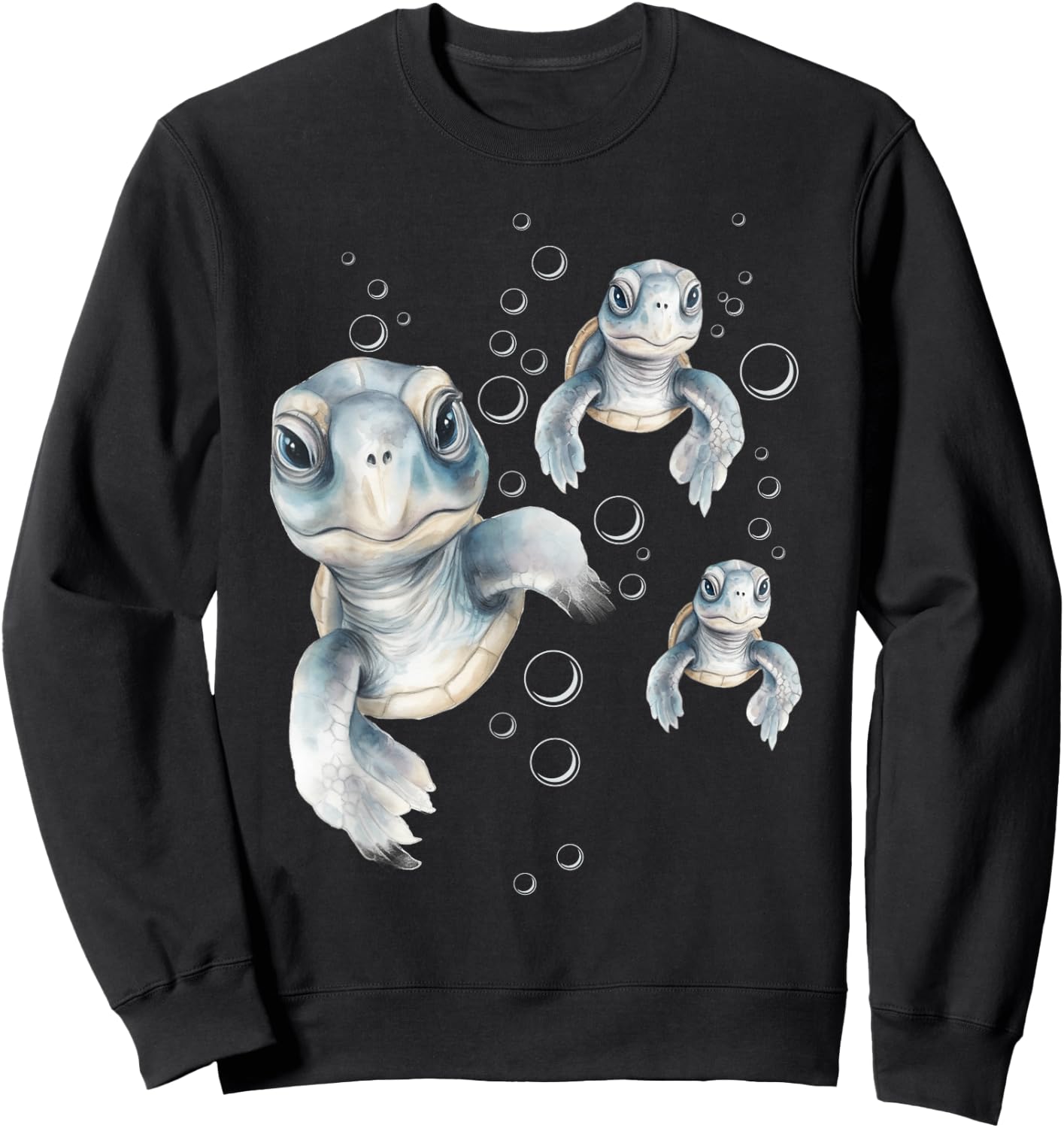Colorful Swimming Turtles - Summer Vacation Sea Animal Lover Men Women Girls Kids Sweatshirt - Sweatshirt | Black