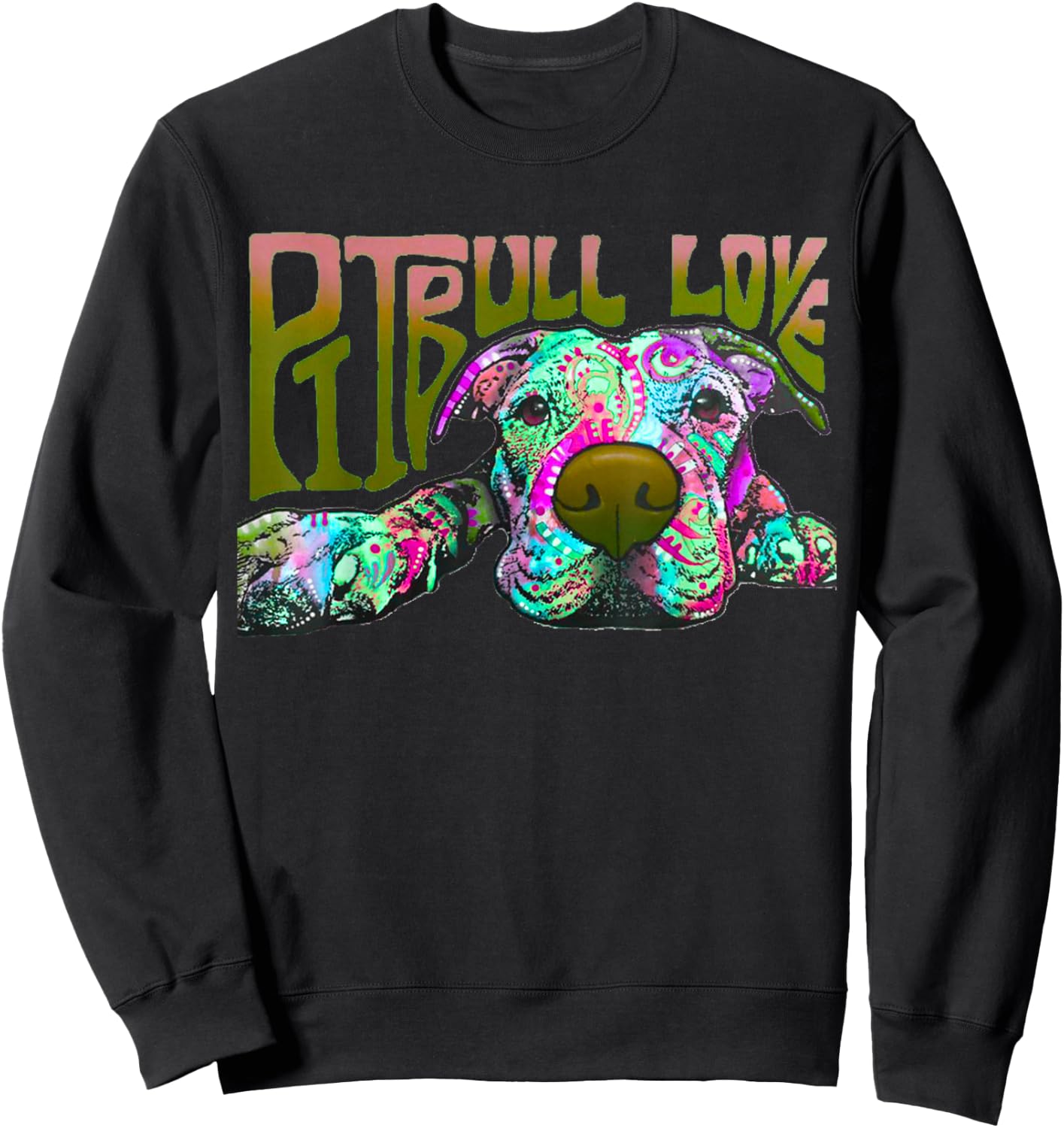 Pitbull Love - Colorful Pitbull Dog Sweatshirt - Sweatshirt | Black