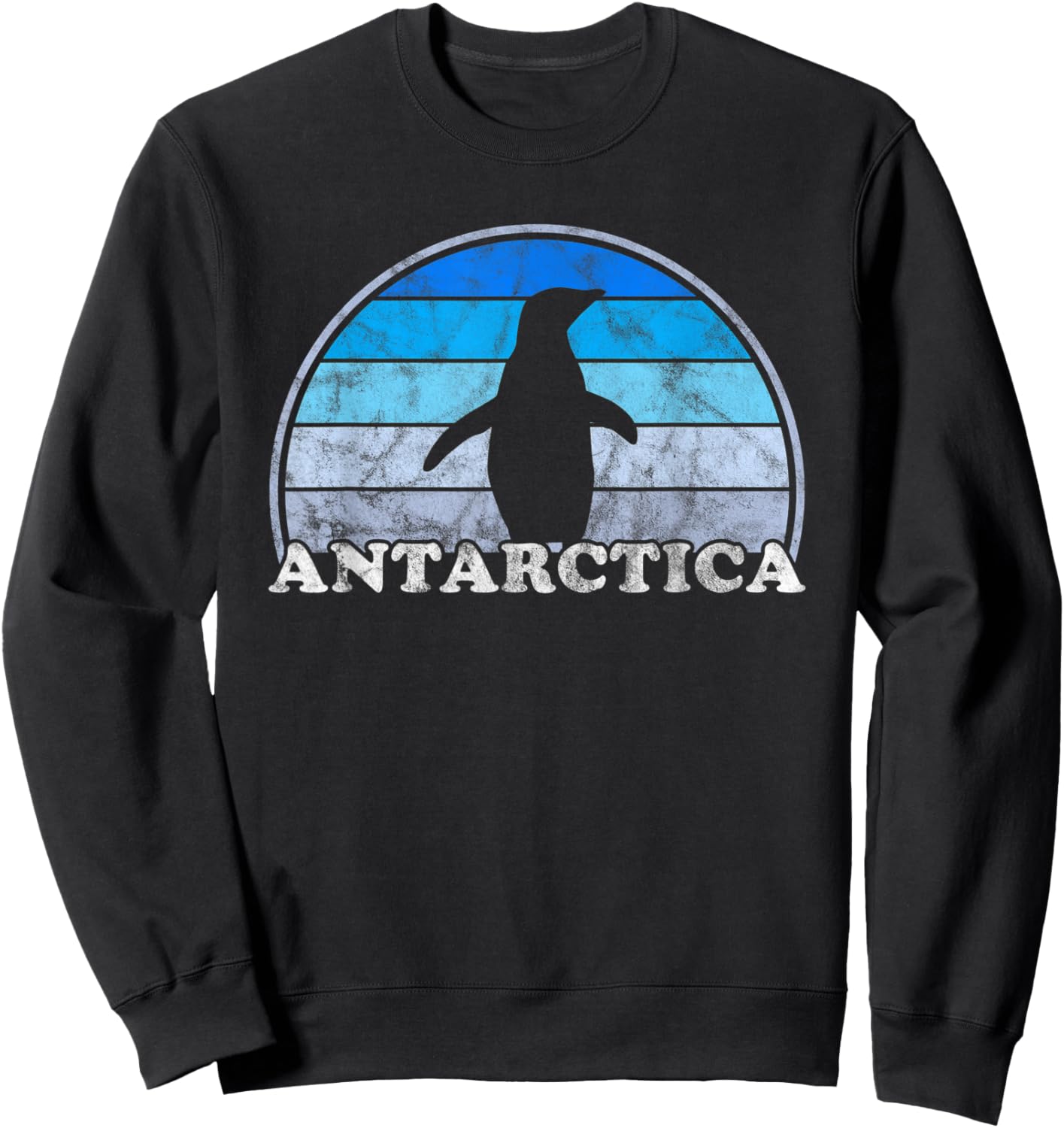 Antarctica - Retro Sunset Penguin Silhouette Artic Sweatshirt - Sweatshirt | Black