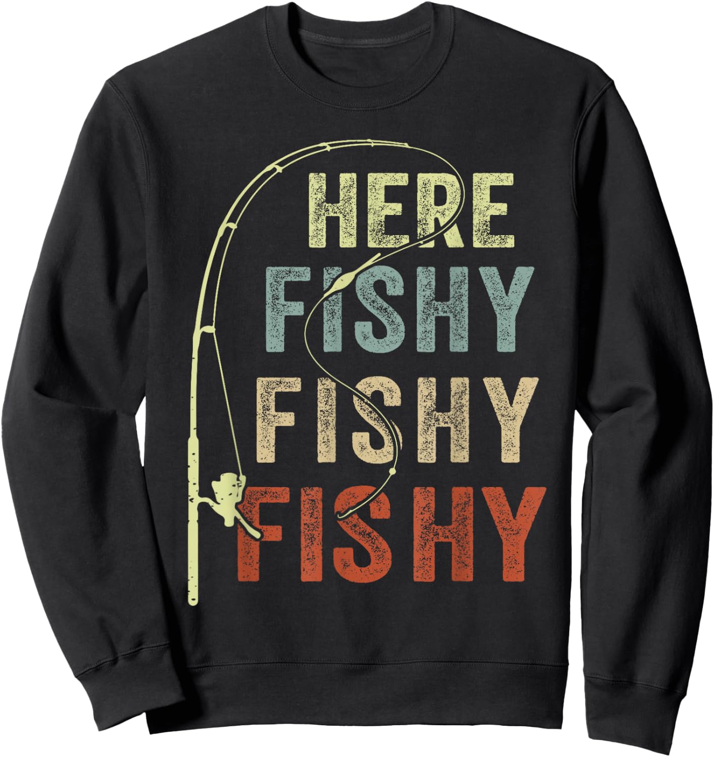 Youth Here-Fishy Fishing-Shirt Boys Toddler Funny Fisherman Sweatshirt - Sweatshirt | Black