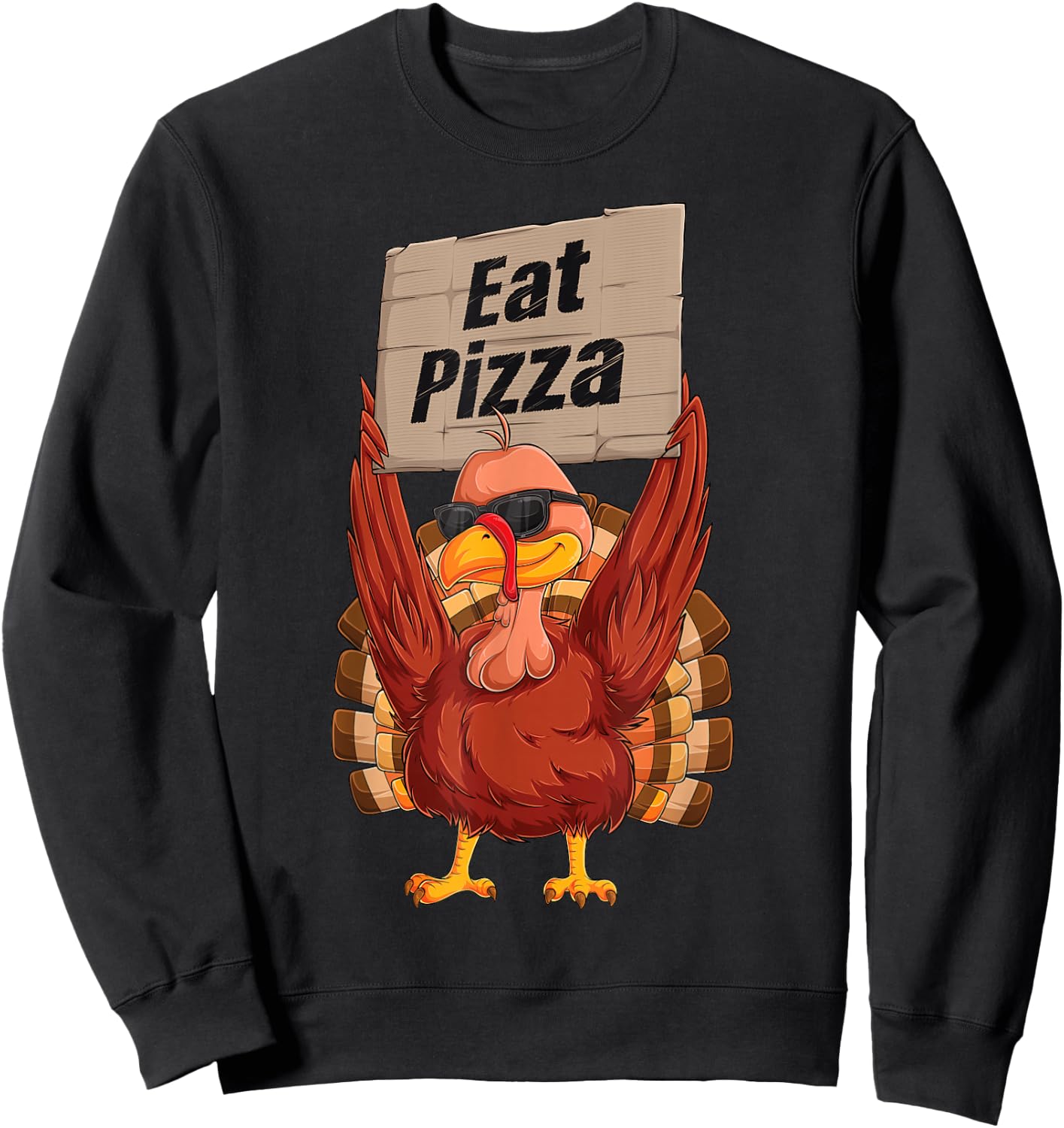 Turkey Eat Pizza Adult Vegan Kids Funny Thanksgiving Gifts Sweatshirt - Sweatshirt | Black