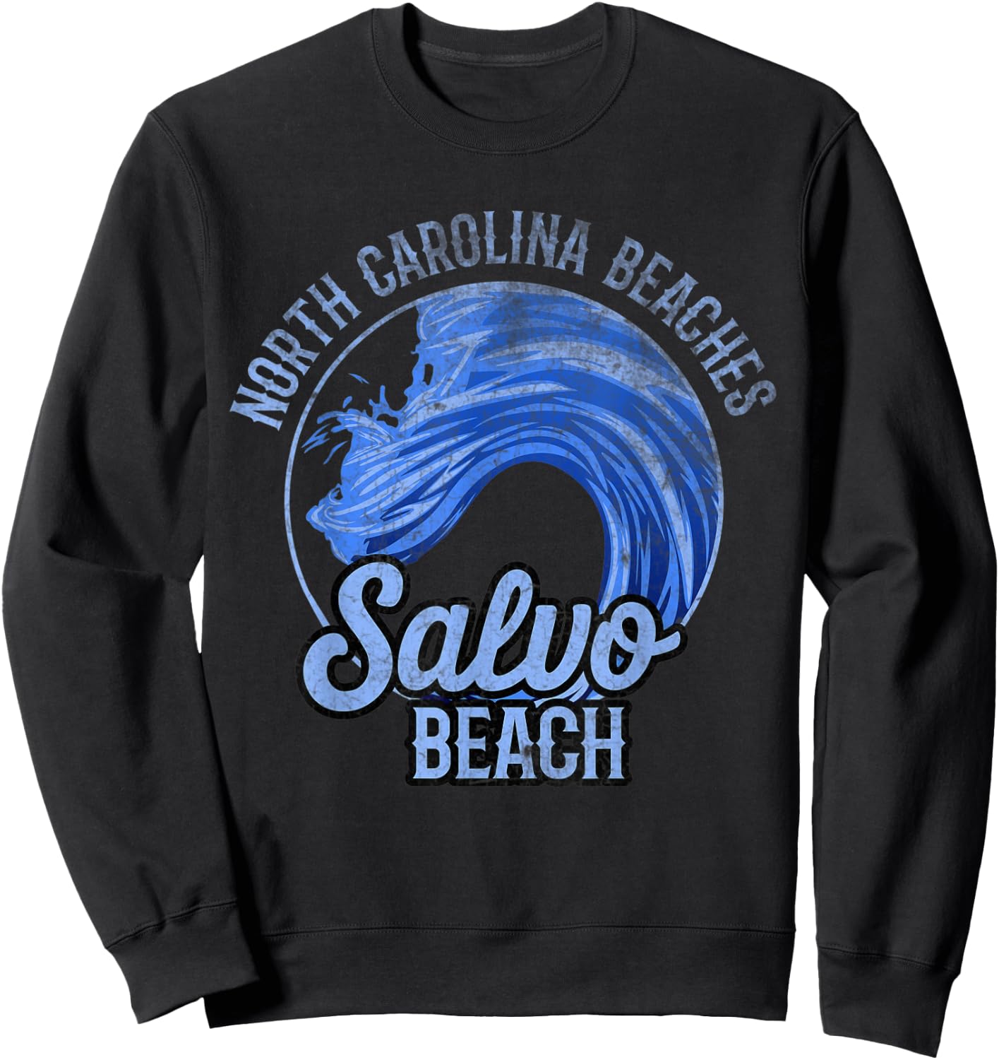 Funny Quote Salvo Beach Retro Wave Circle Sweatshirt - Sweatshirt | Black