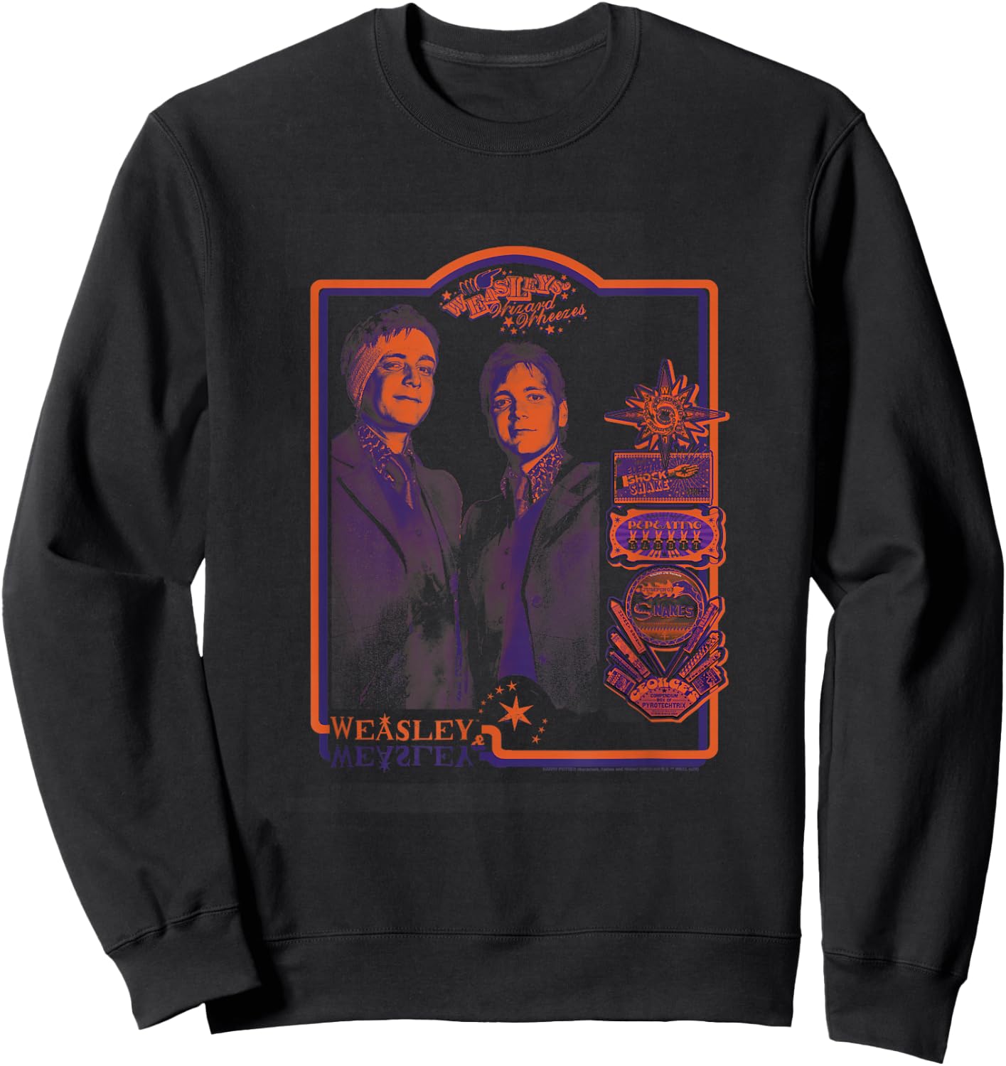 Harry Potter Official Vintage : Weasley Twins - Deathly Hallows - Adults & Kids - Black - Short Sleeve - - Regular Fit - Cotton & Polyester - Machine Wash Sweatshirt - Sweatshirt | Black