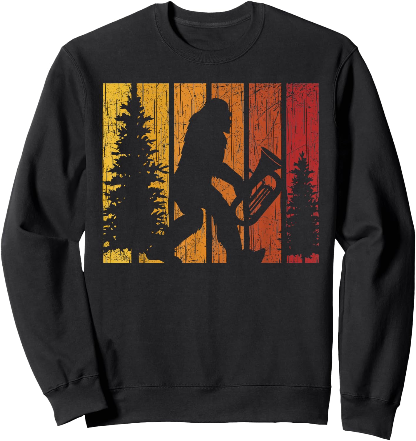 Bigfoot Lover Tuba Player Musical Instrument Musician Sweatshirt - Sweatshirt | Black