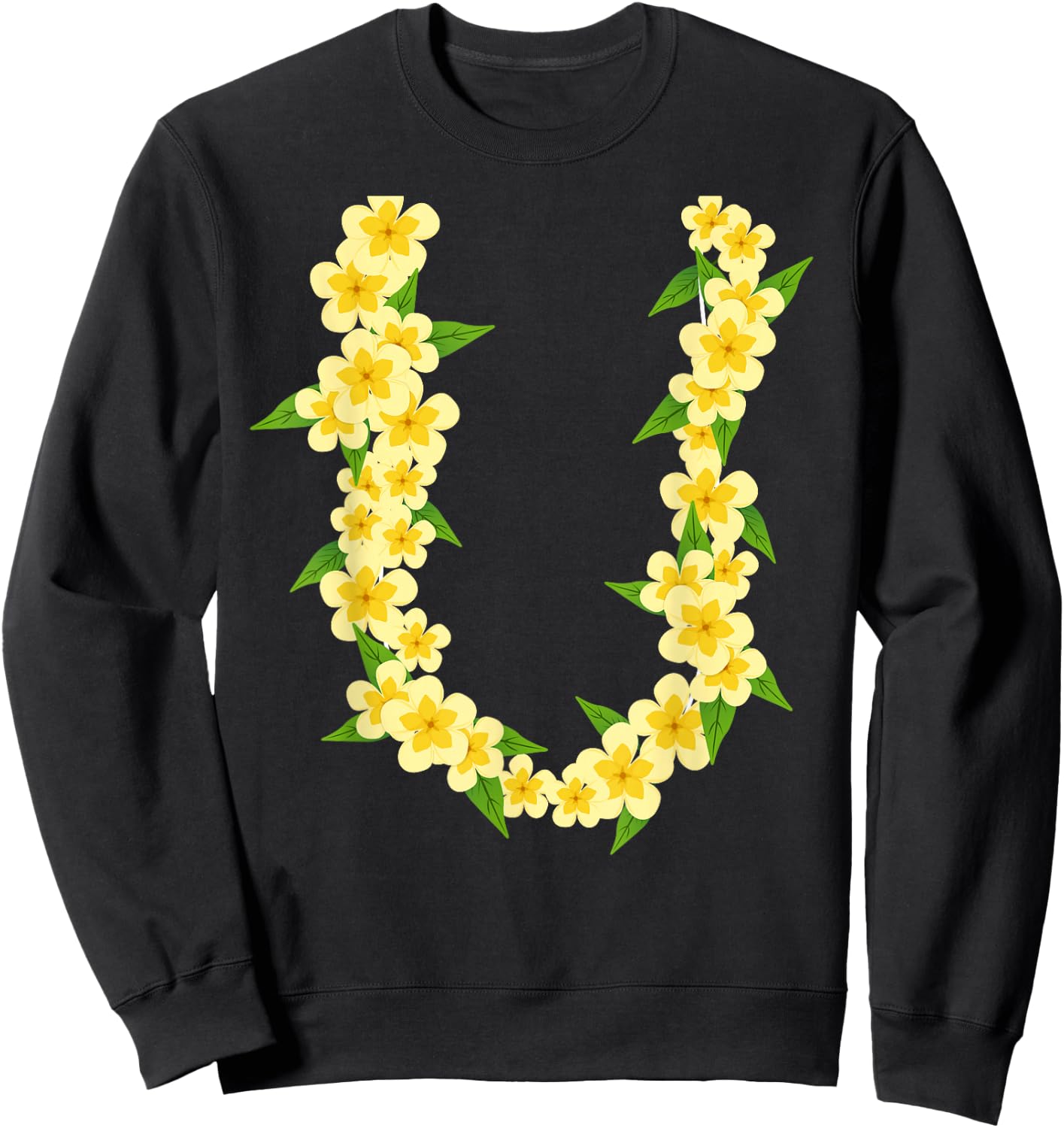 Hawaiian Flower Necklace Tropical Summer Holiday Lei Sweatshirt - Sweatshirt | Black