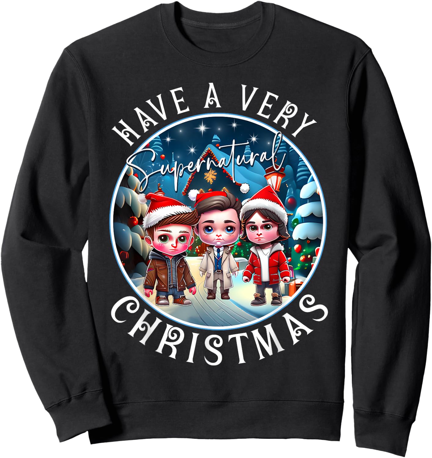 Have A Very SPN Christmas Cute Chibi Sweatshirt - Sweatshirt | Black
