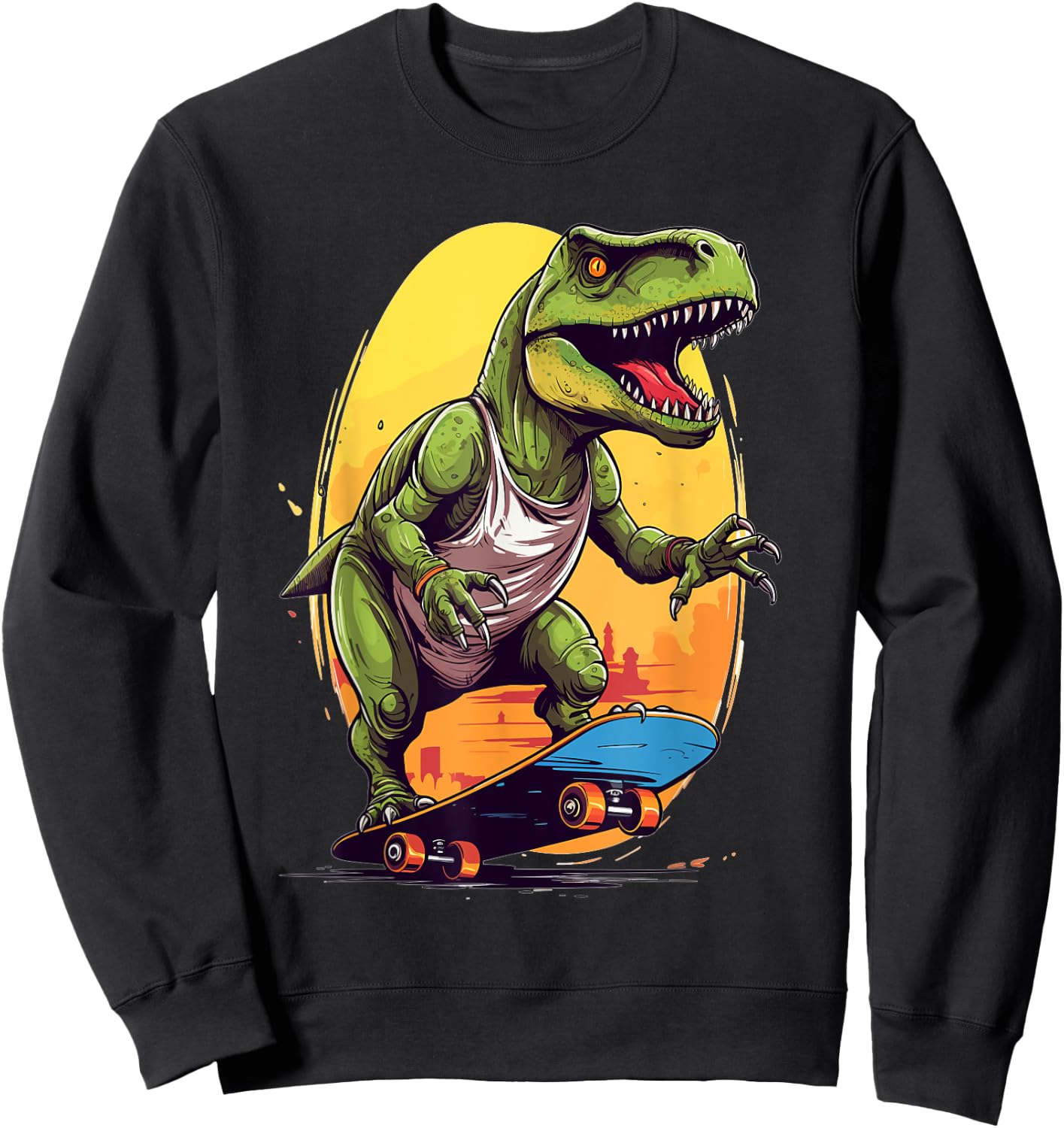 T-Rex Skater - Skateboard Skateboarder Skateboarding Sweatshirt - Sweatshirt | Black