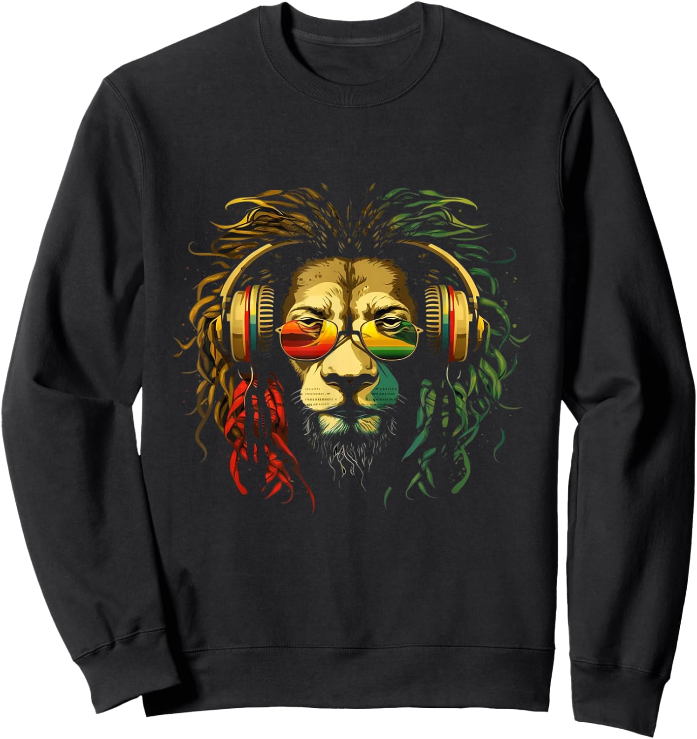 Rasta Reggae Lion Of Judah Jamaican Pride Rastafarian Lion Sweatshirt - Sweatshirt | Black