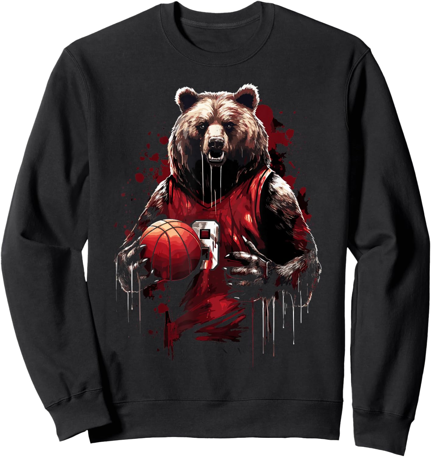 Cute teddy bear playing basketball Sport Women Kids Sweatshirt - Sweatshirt | Black
