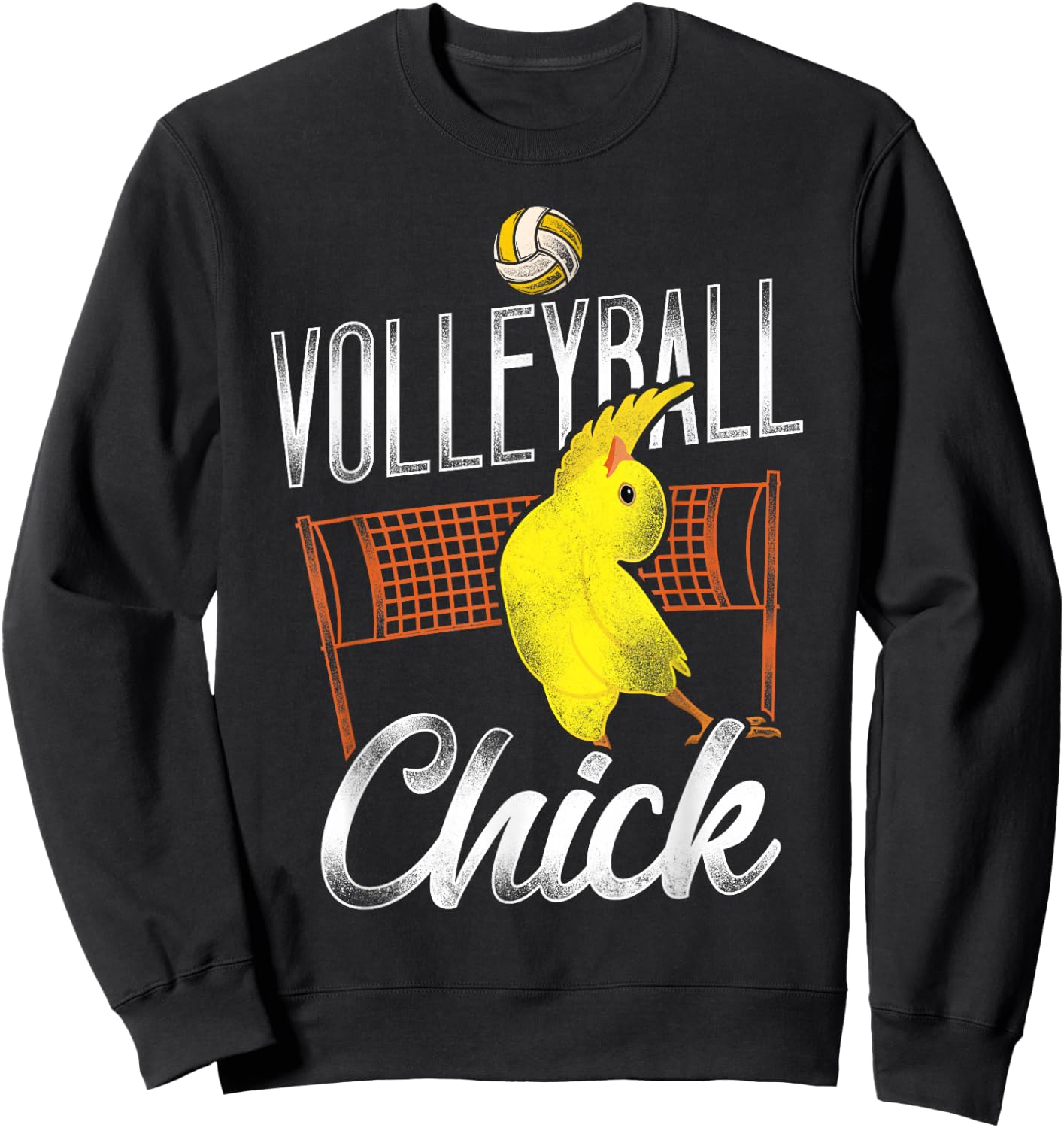 Volleyball Player Team Chicken Vintage Volleyball Chick Sweatshirt - Sweatshirt | Black