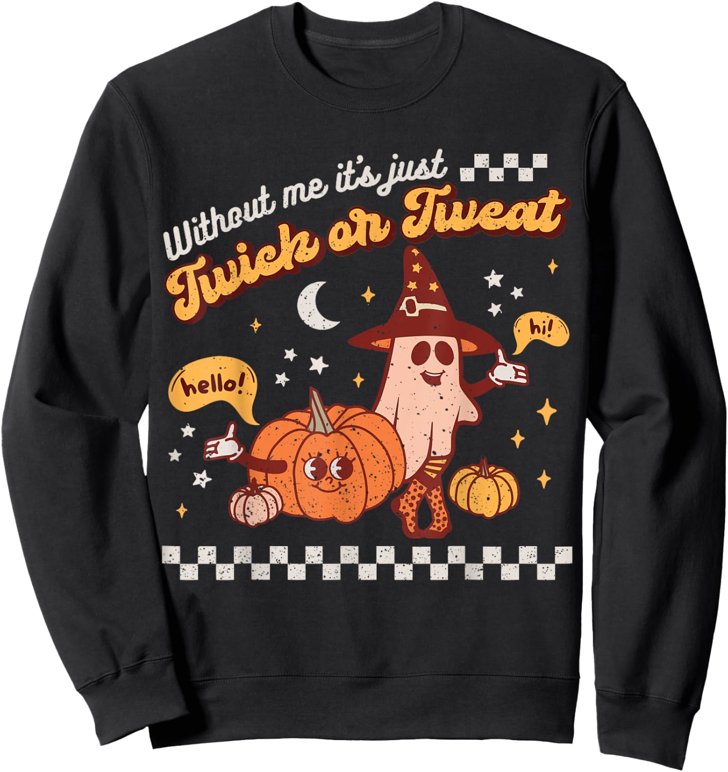 Speech Therapy Retro Spooky Fall Pumpkin Pathologist Season Sweatshirt - Sweatshirt | Black