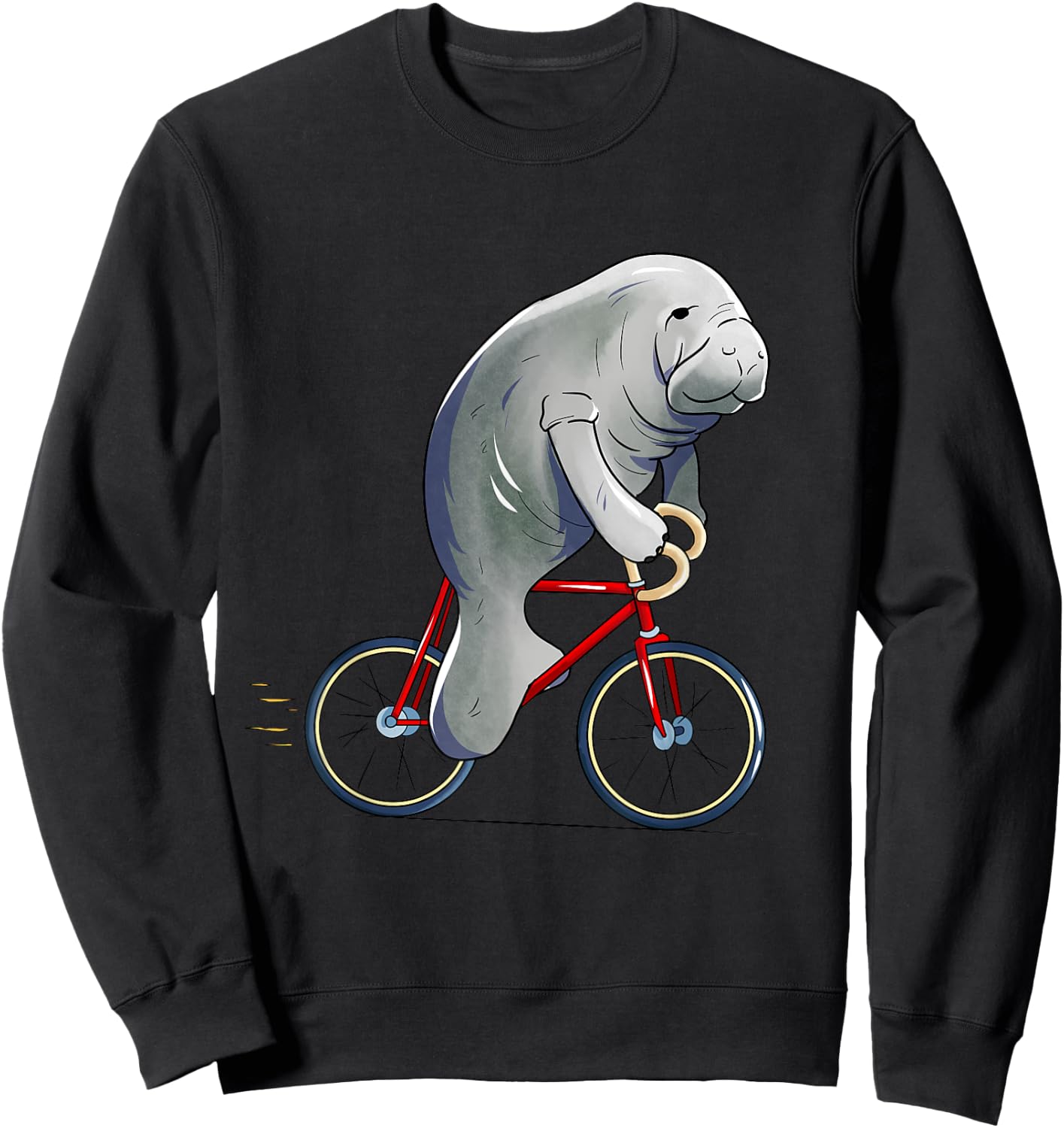 Manatee Riding Bicycle Cute Biker Cyclist Sweatshirt - Sweatshirt | Black