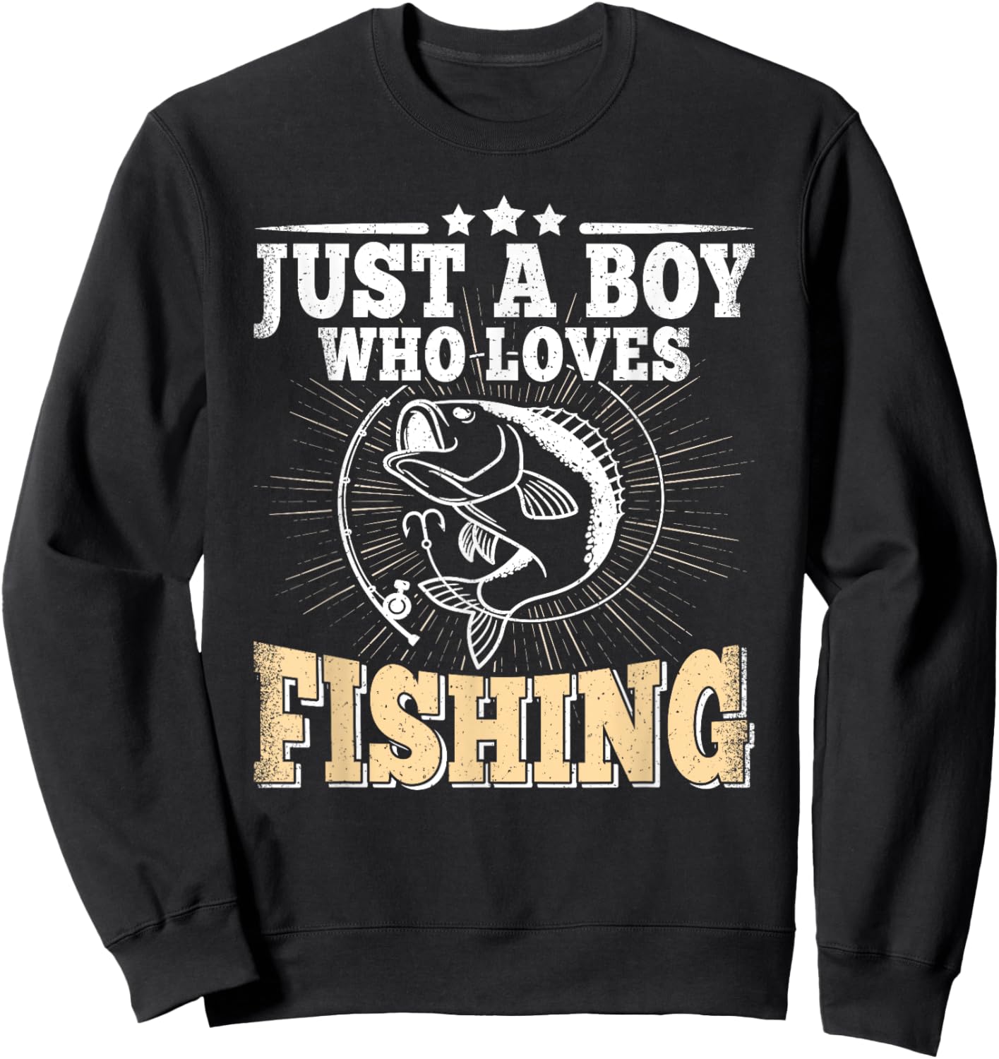 Just A Boy Who Loves Fishing Funny Bass Fish Fisherman Sweatshirt - Sweatshirt | Black