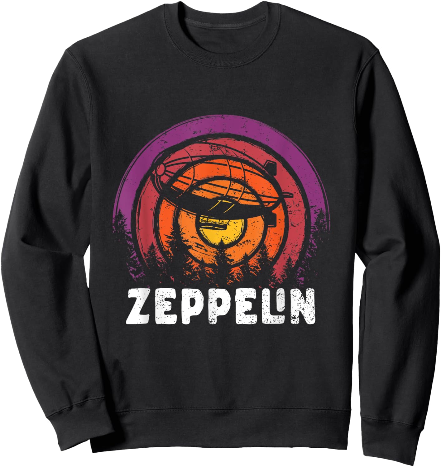Retro Zeppelin 70s 80s Dirigible Airship Zepelin Zepplin Sweatshirt - Sweatshirt | Black