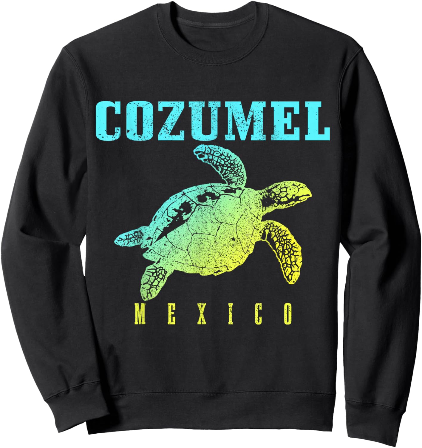 Cozumel Beach Mexico Sea Turtle Surfer Scuba Diving Sweatshirt - Sweatshirt | Black