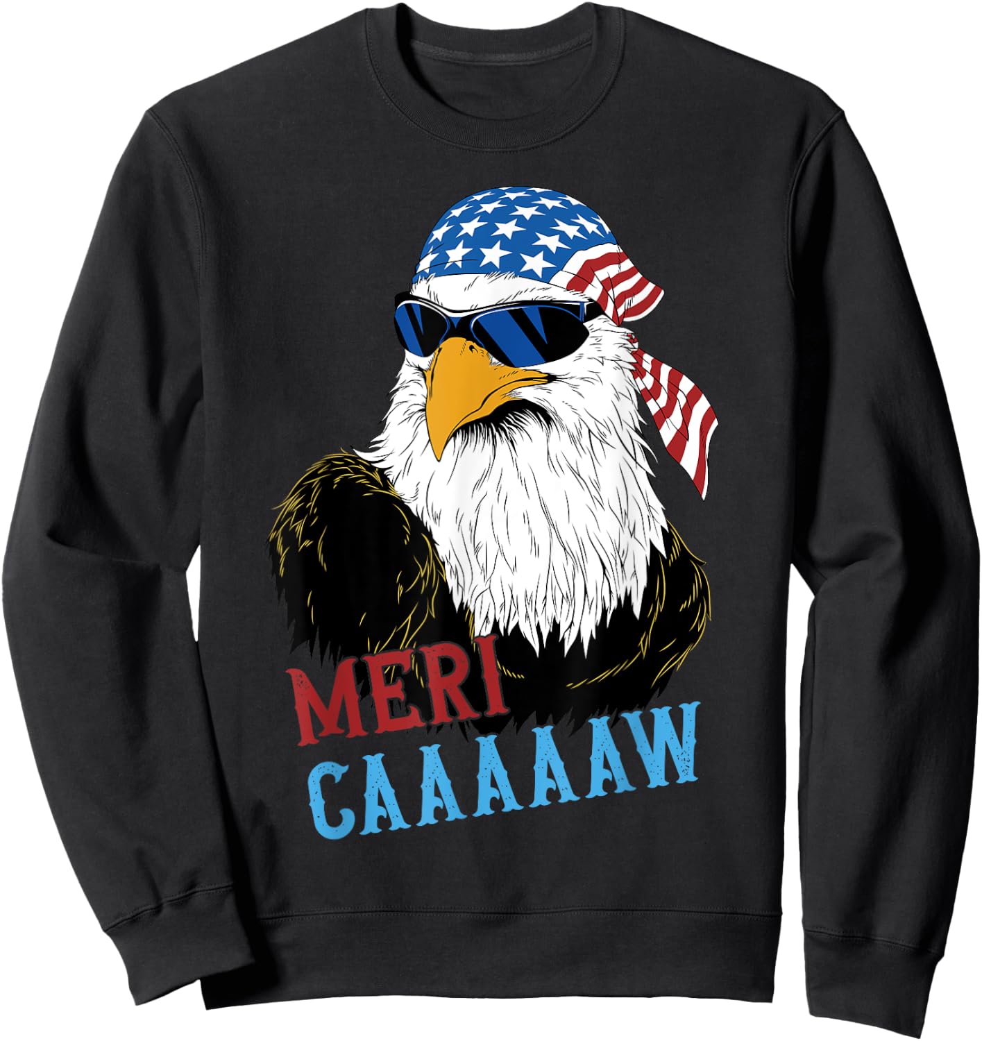 mericaaaaaw Eagle Mullet 4th Of July USA American Flag Sweatshirt - Sweatshirt | Black