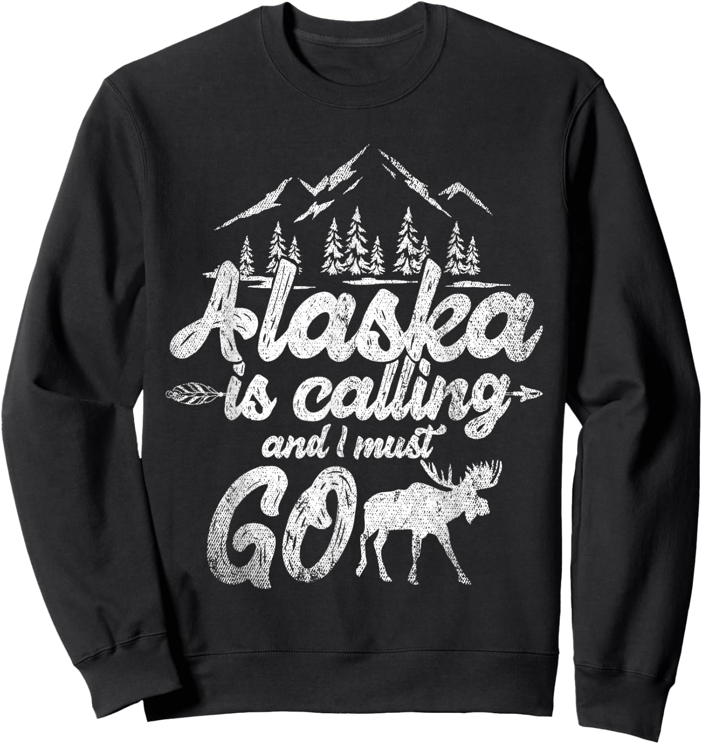 Mountain Hiking Nature Forest Animal Elk Funny Alaska Sweatshirt - Sweatshirt | Black