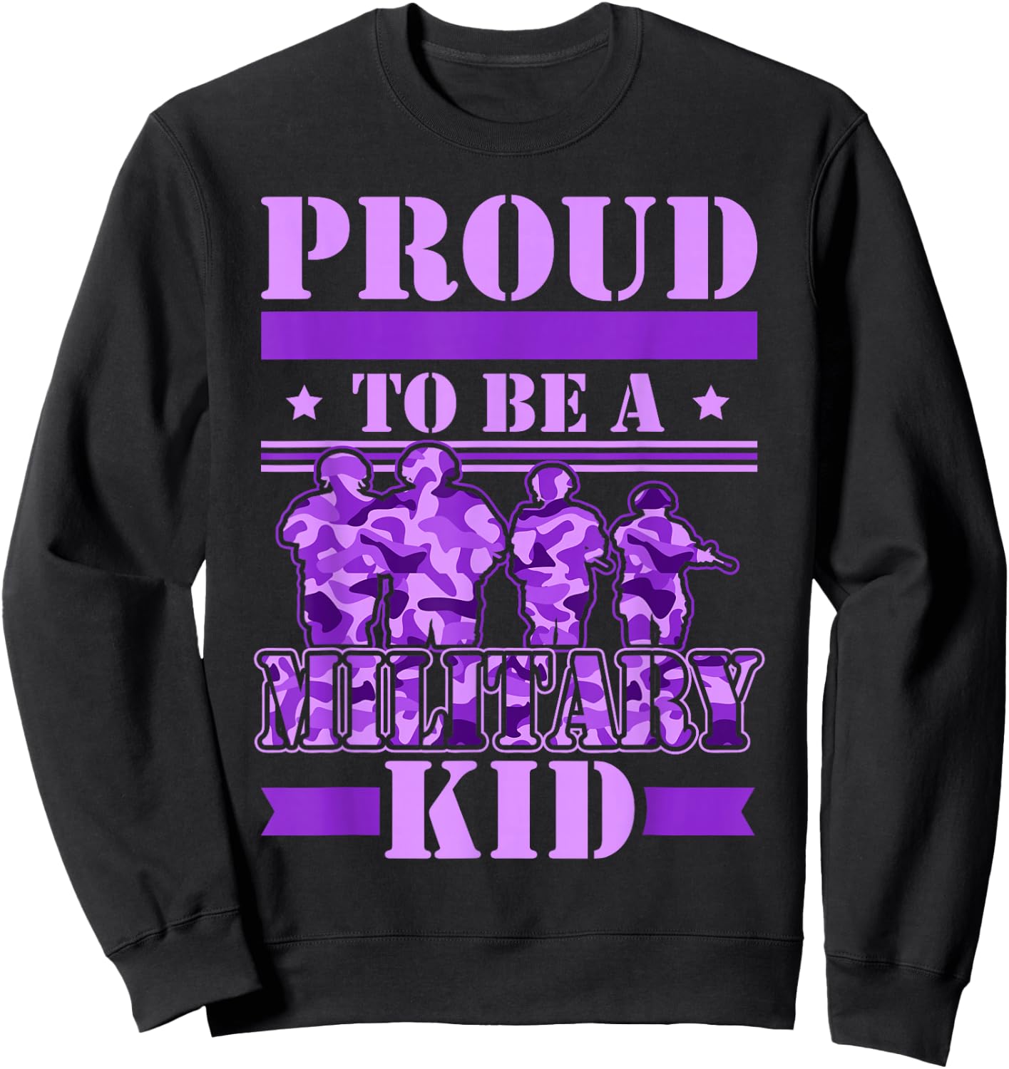Proud To Be A Military Kid Military Child Month Kids Sweatshirt - Sweatshirt | Black