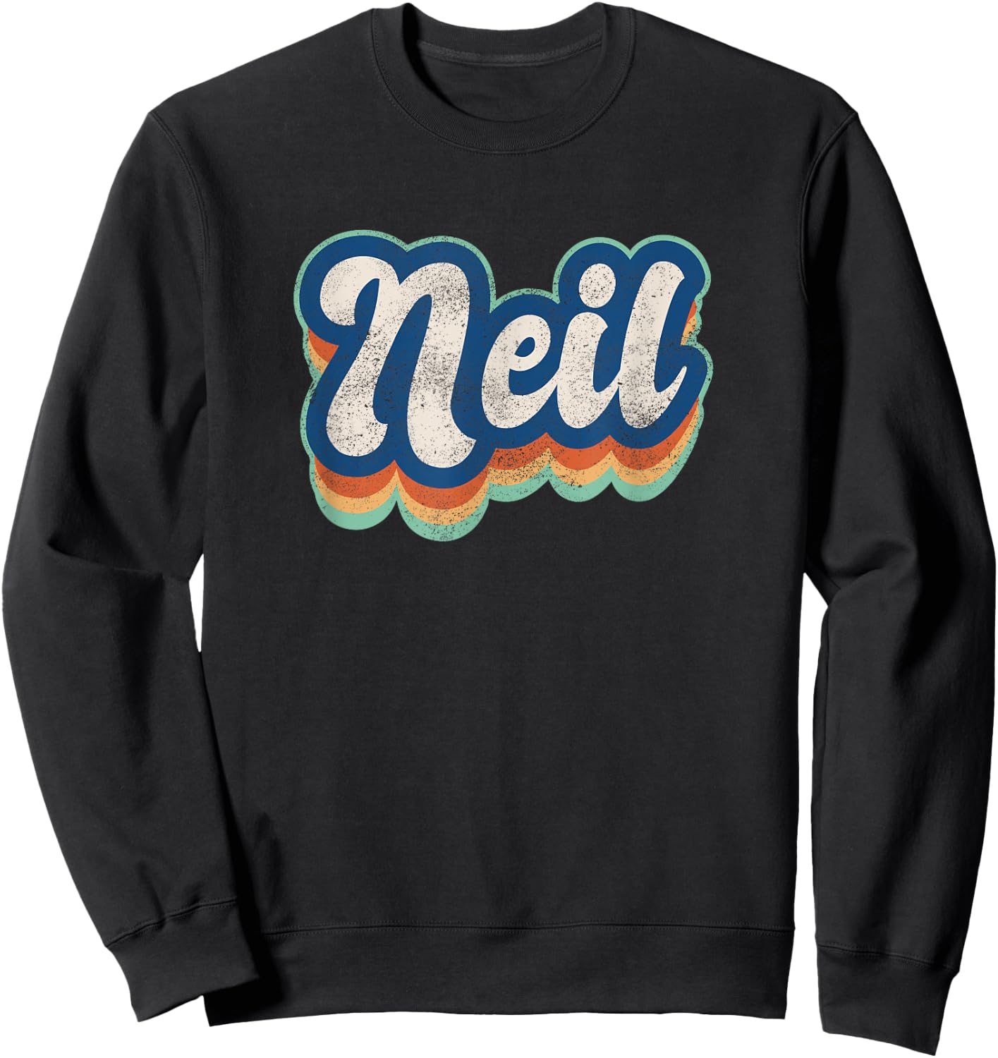 Neil First Name Boy Vintage Style 70s 80s Personalized Sweatshirt - Sweatshirt | Black