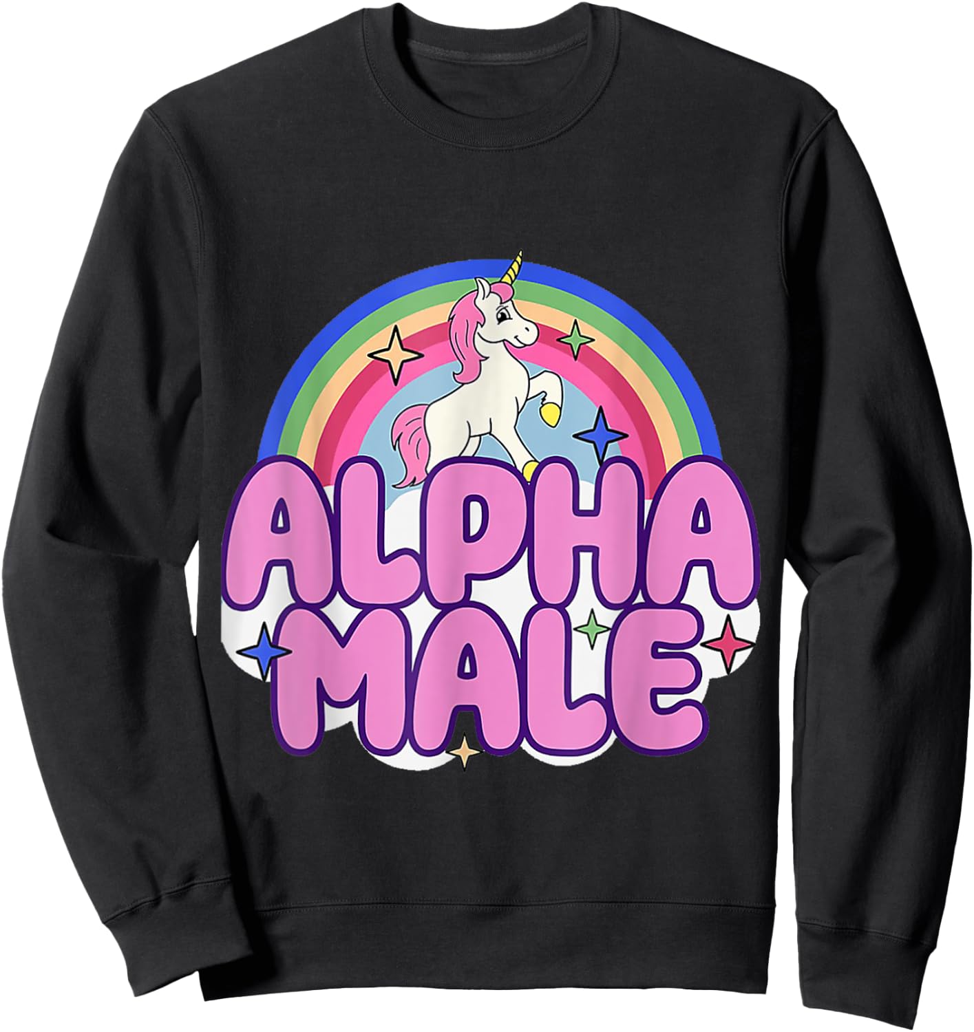 Ironic Alpha Male Unicorn Rainbow Women Sweatshirt - Sweatshirt | Black