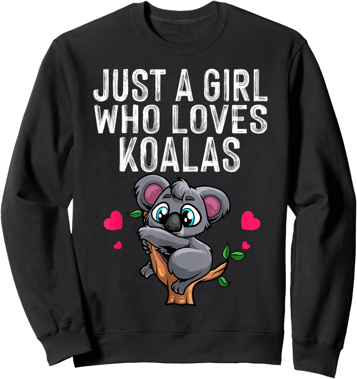 Funny Koala Bear for Girls Women Australian Animal Hearts Sweatshirt - Sweatshirt | Black