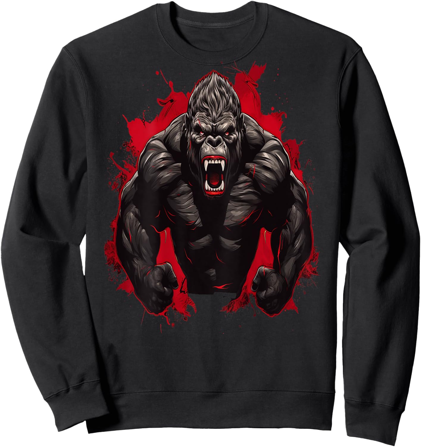 Gorilla Bodybuilding Workout Backprint Gym Sweatshirt - Sweatshirt | Black